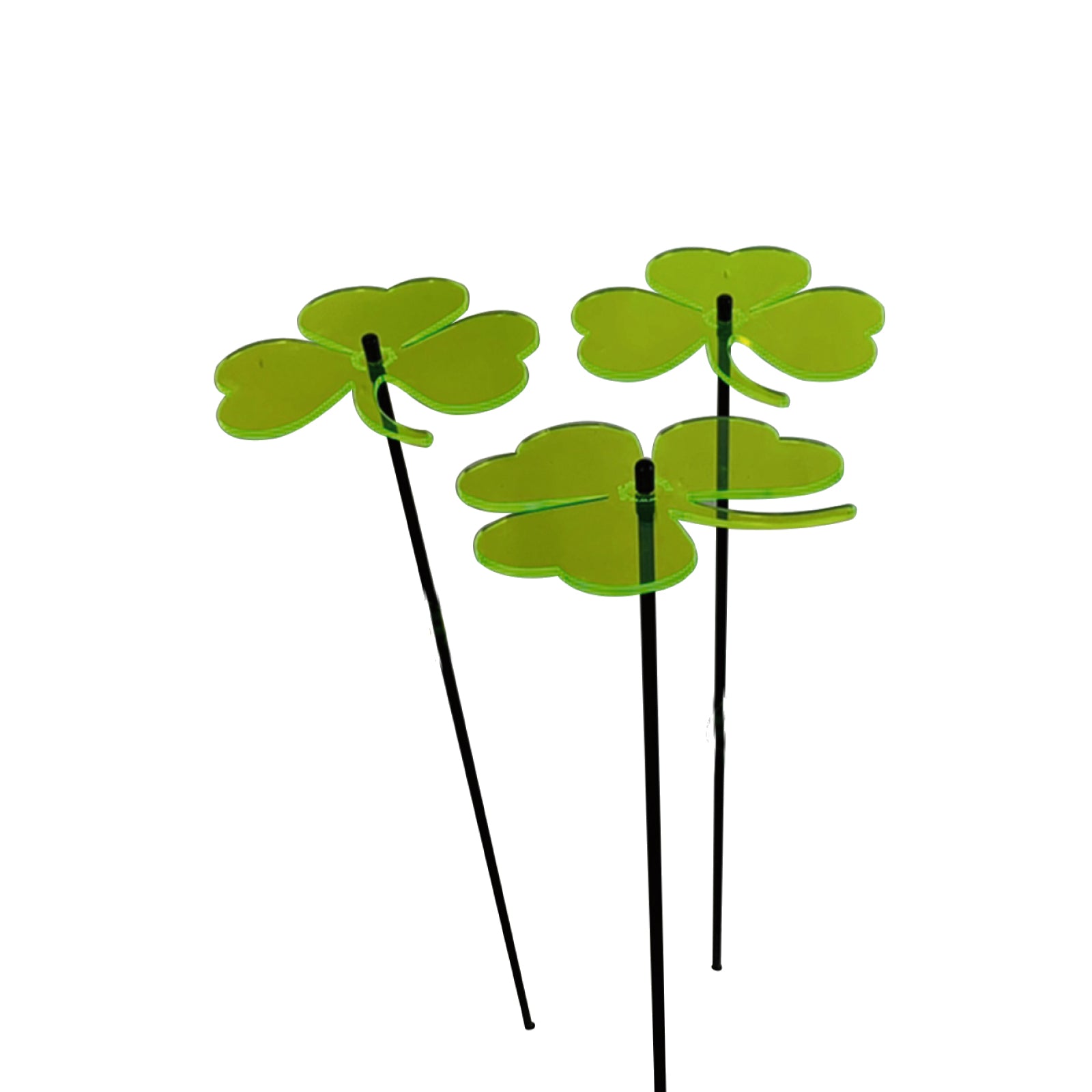SunCatcher Set of 3 Shamrock GLOWS DAWN TO DUSK colourful Lucky Garden Ornament