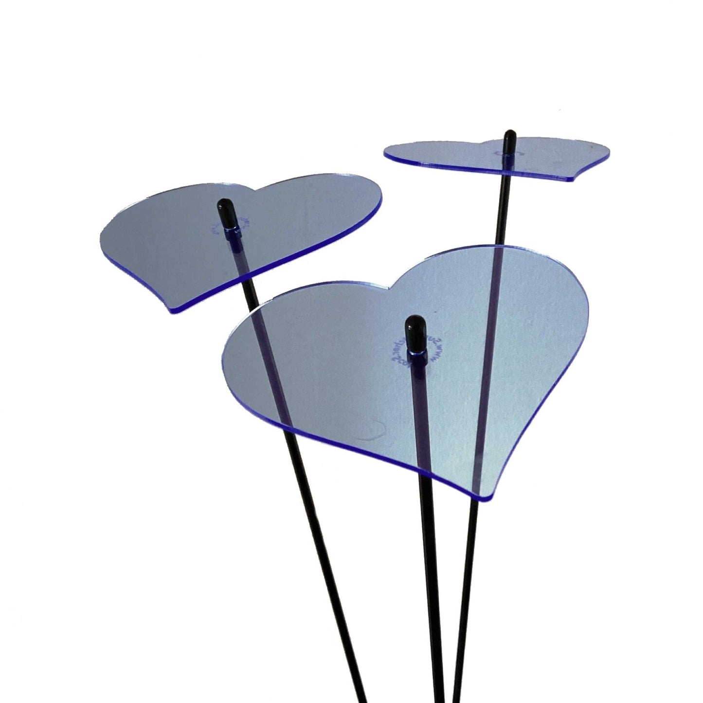 Large SunCatcher Garden Decor Ornament Set of 3 Hearts in blue