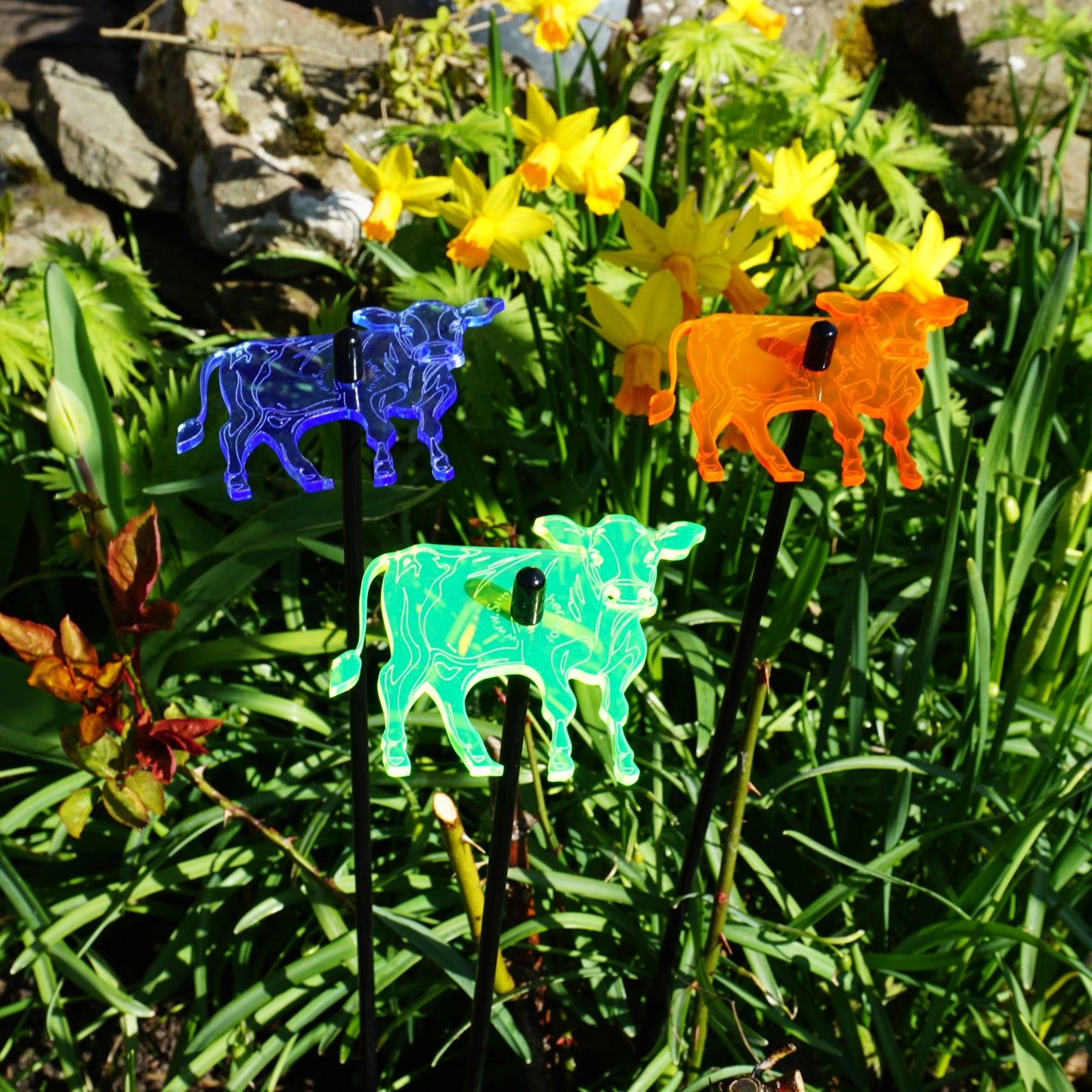 Large SunCatcher Garden Decor Ornaments Set of 3 'Cows'