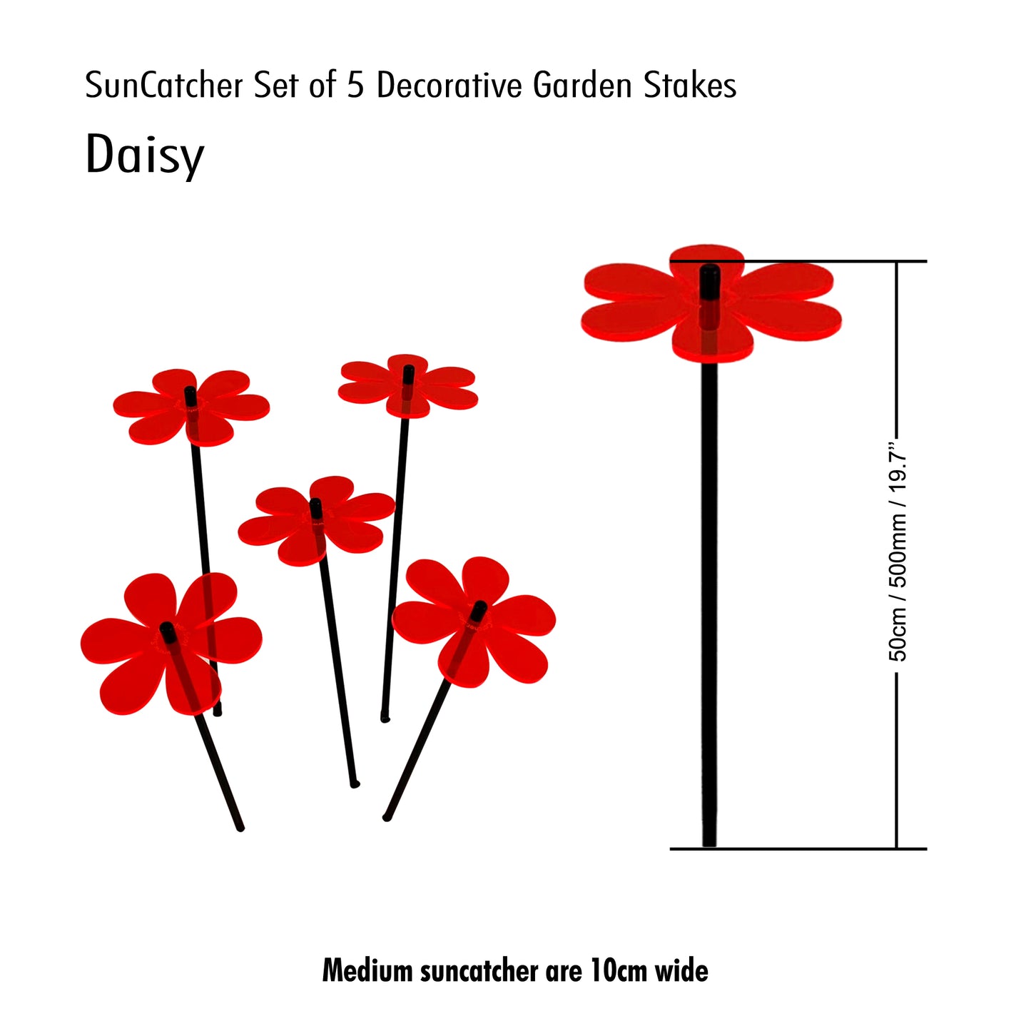 medium SunCatcher Garden Decor Ornament Set of 5 Daisy in red size
