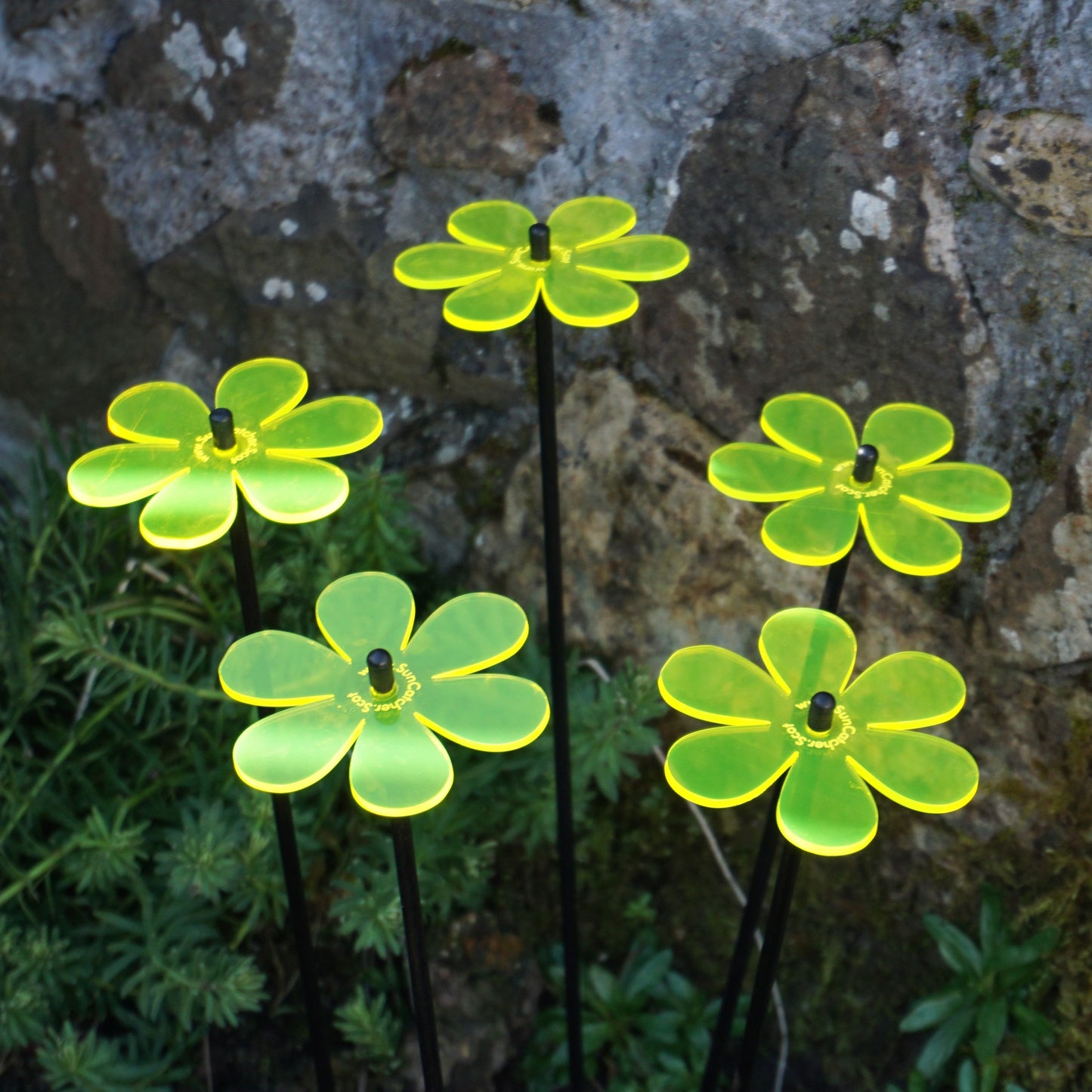 medium SunCatcher Garden Decor Ornament Set of 5 Daisy in yellow location