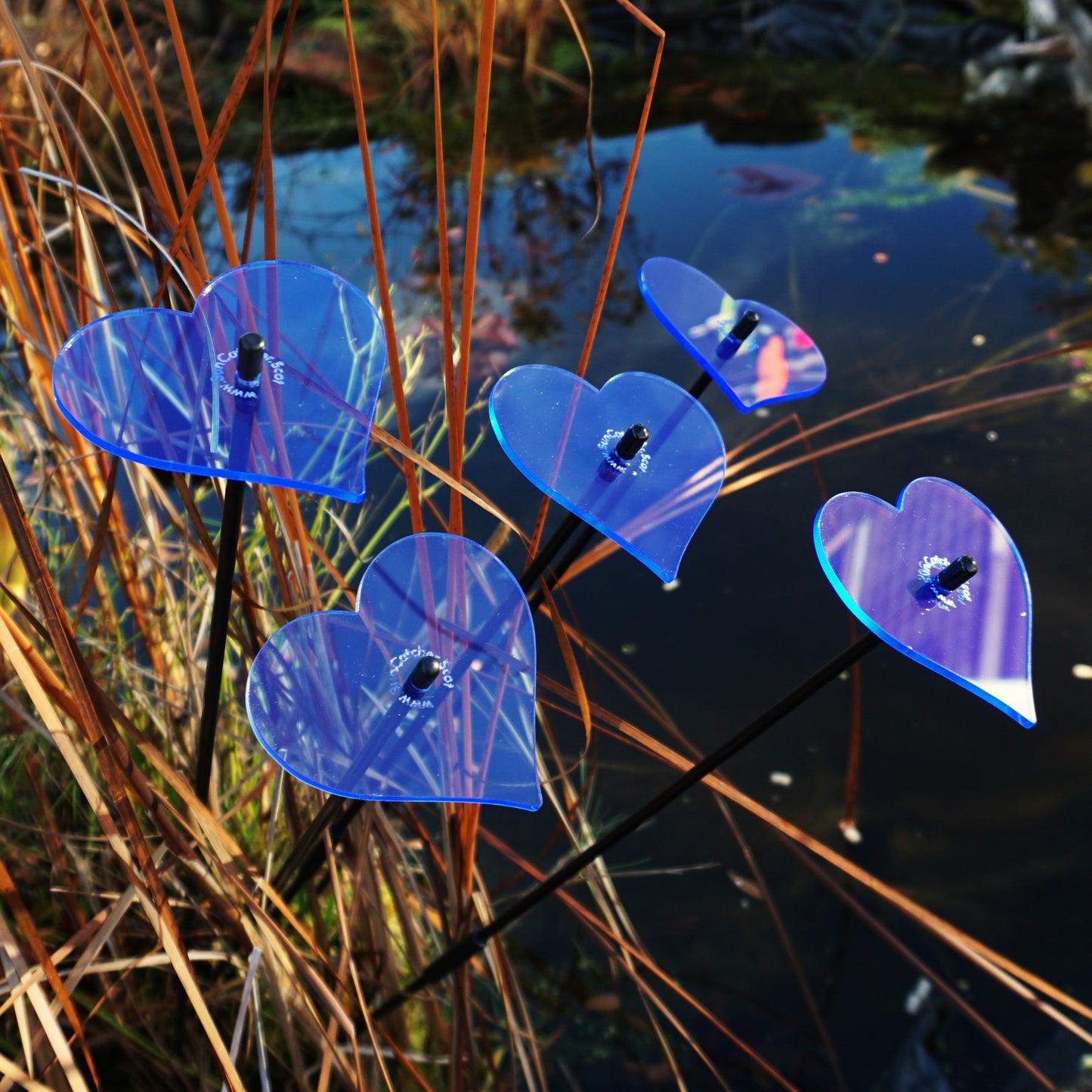 SunCatcher Set of 5: Heart | GLOWS Dawn to Dusk | Colourful Garden Ornament Gift