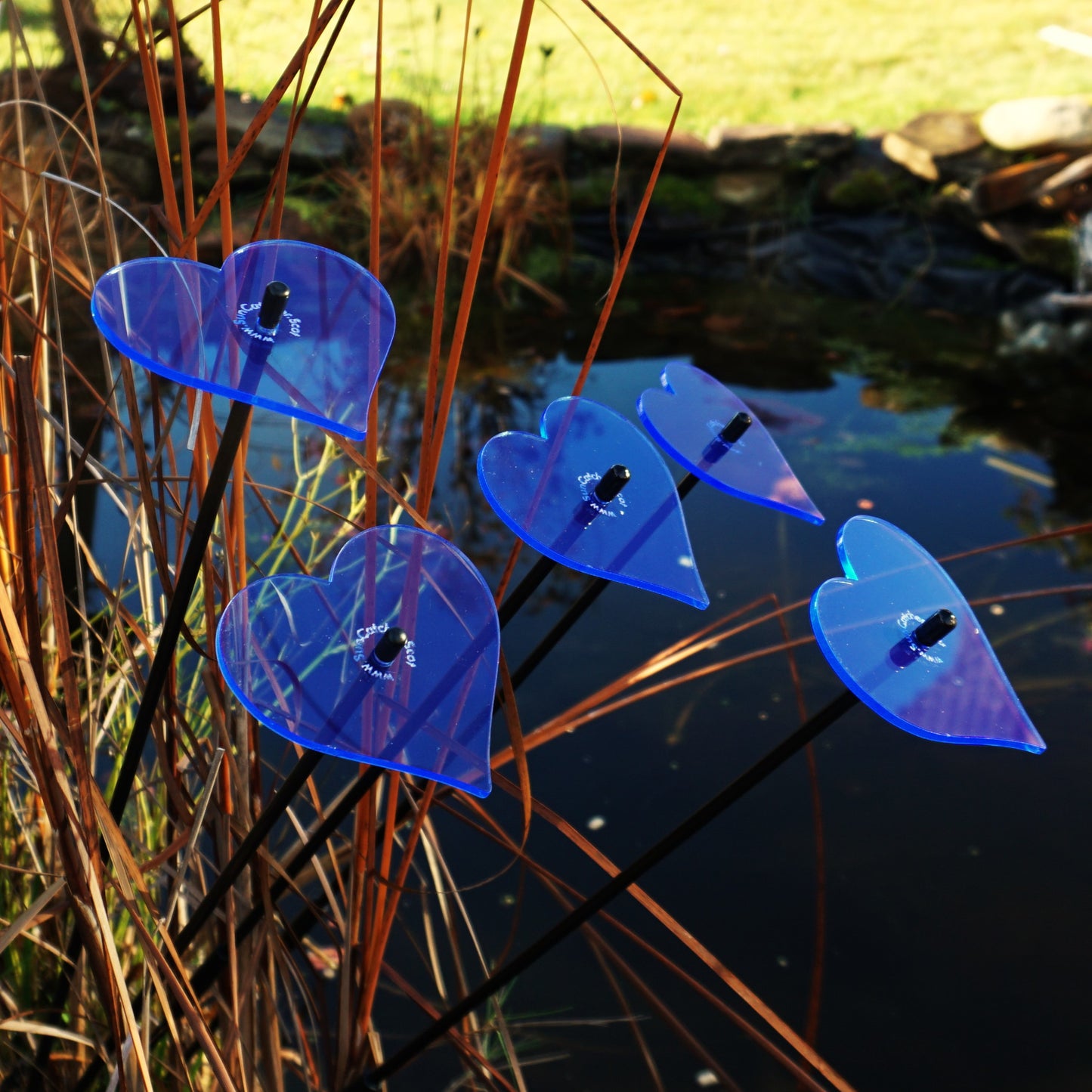 SunCatcher Set of 5: Heart | GLOWS Dawn to Dusk | Colourful Garden Ornament Gift