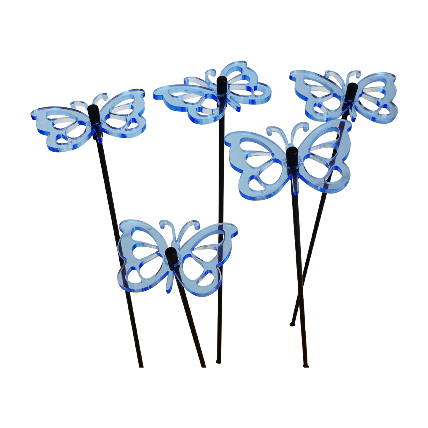 SunCatcher Set of 5: Butterfly colourful fluorescent garden ornamental stake