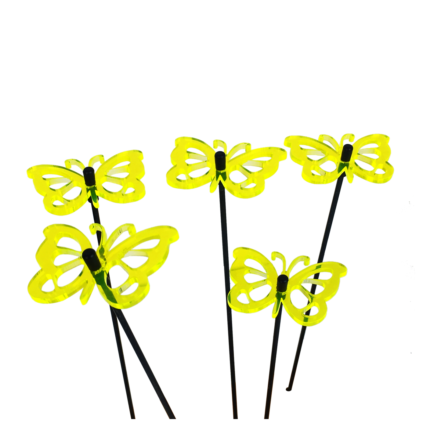 SunCatcher Set of 5: Butterfly colourful fluorescent garden ornamental stake