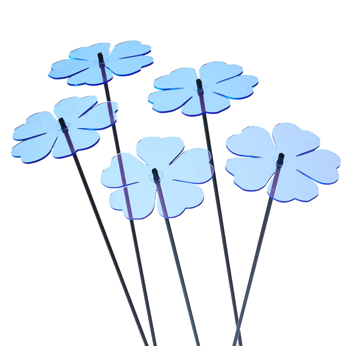 Large Garden Décor Ornaments Set of 5 'Double Blossoms'
