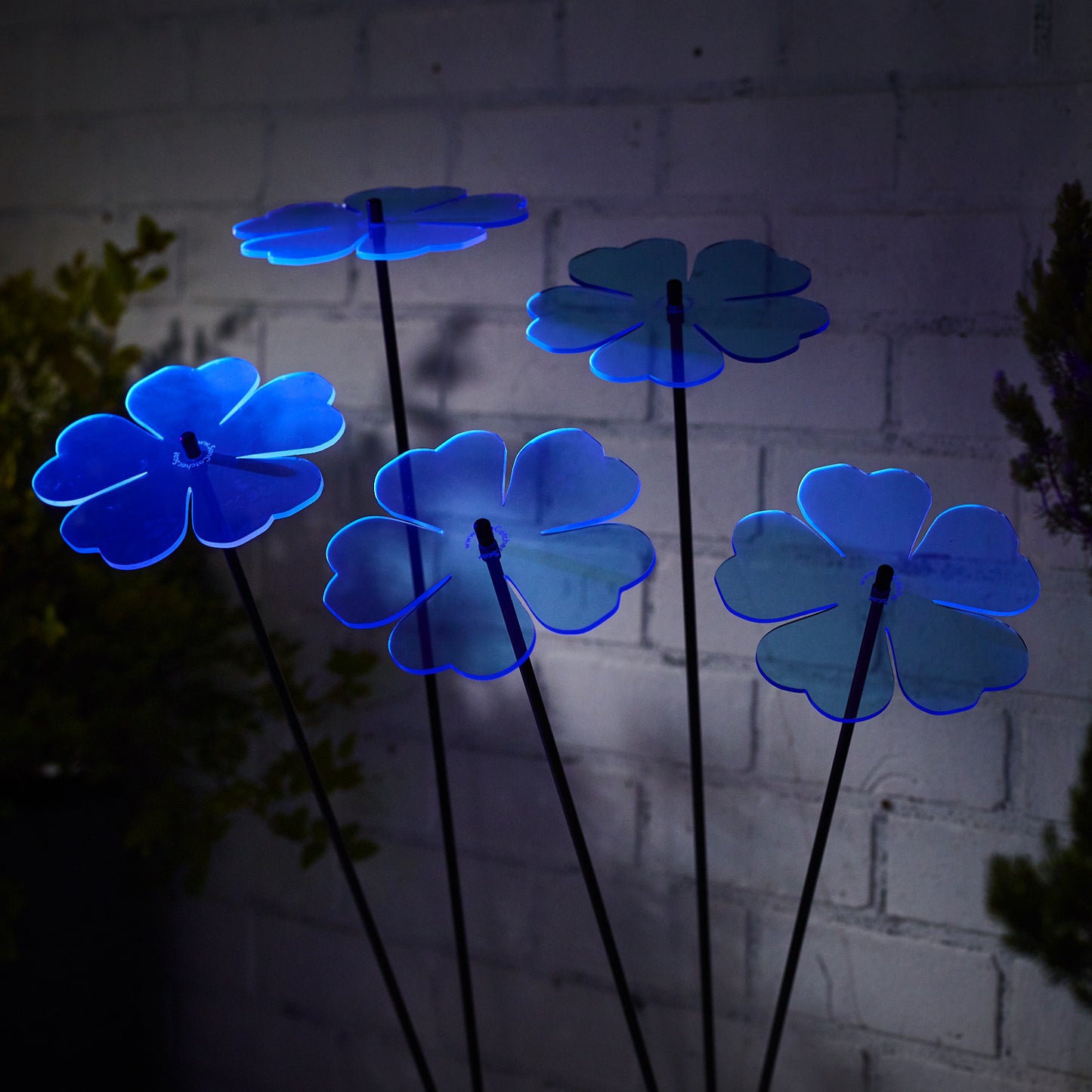 Large Garden Décor Ornaments Set of 5 'Double Blossoms'