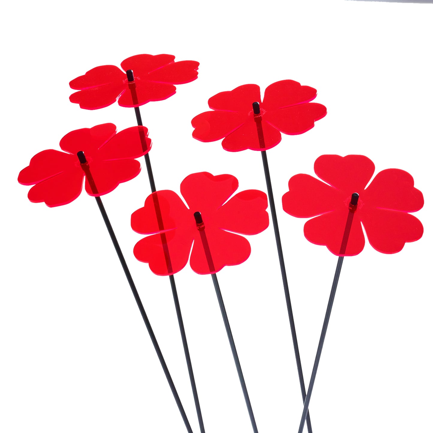 Large Garden Décor Ornaments Set of 5 'Double Blossoms'