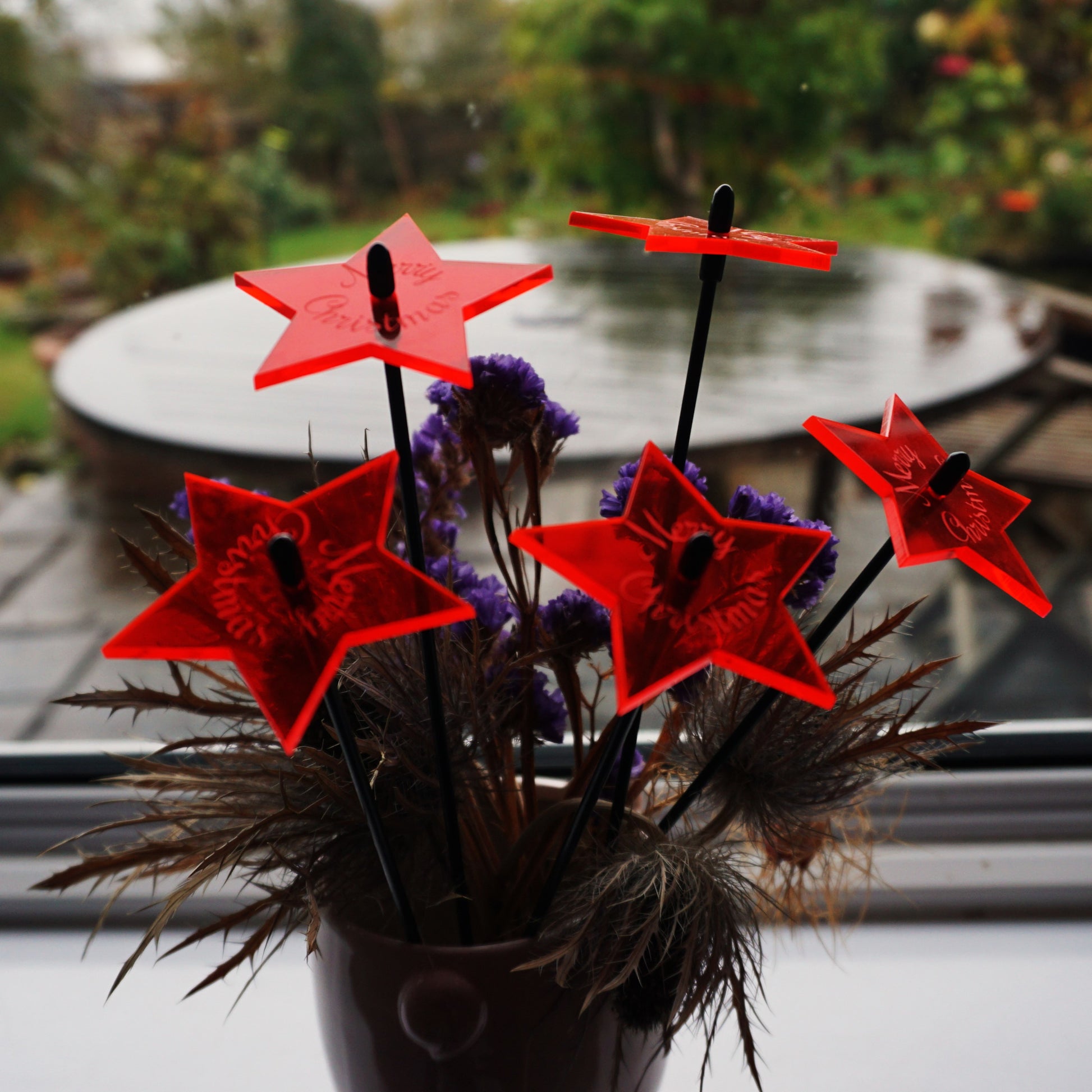 SunCatcher Set of 5 Glowing Stars with Merry Christmas Message Festive Gift