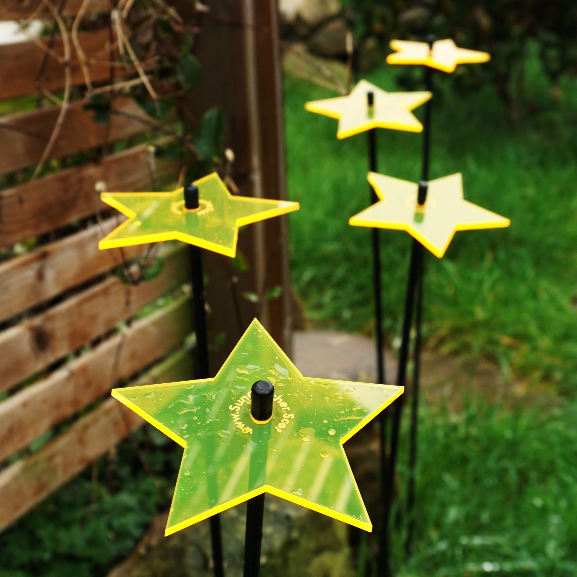 SunCatcher Set of 5: Stars| GLOW DAWN to DUSK| colourful garden ornament gift