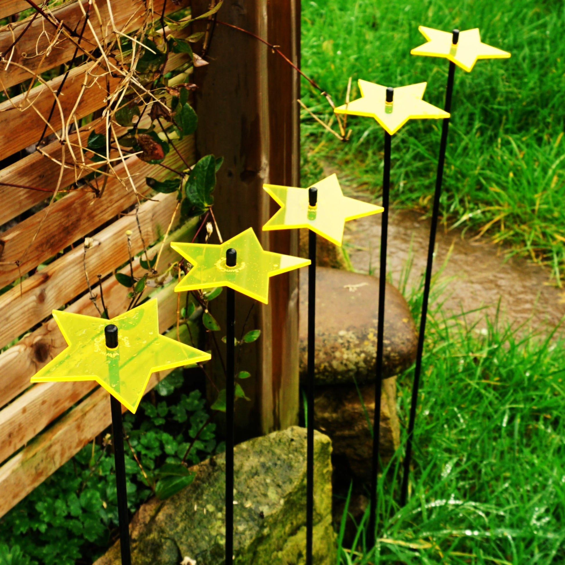 SunCatcher Set of 5: Stars| GLOW DAWN to DUSK| colourful garden ornament gift