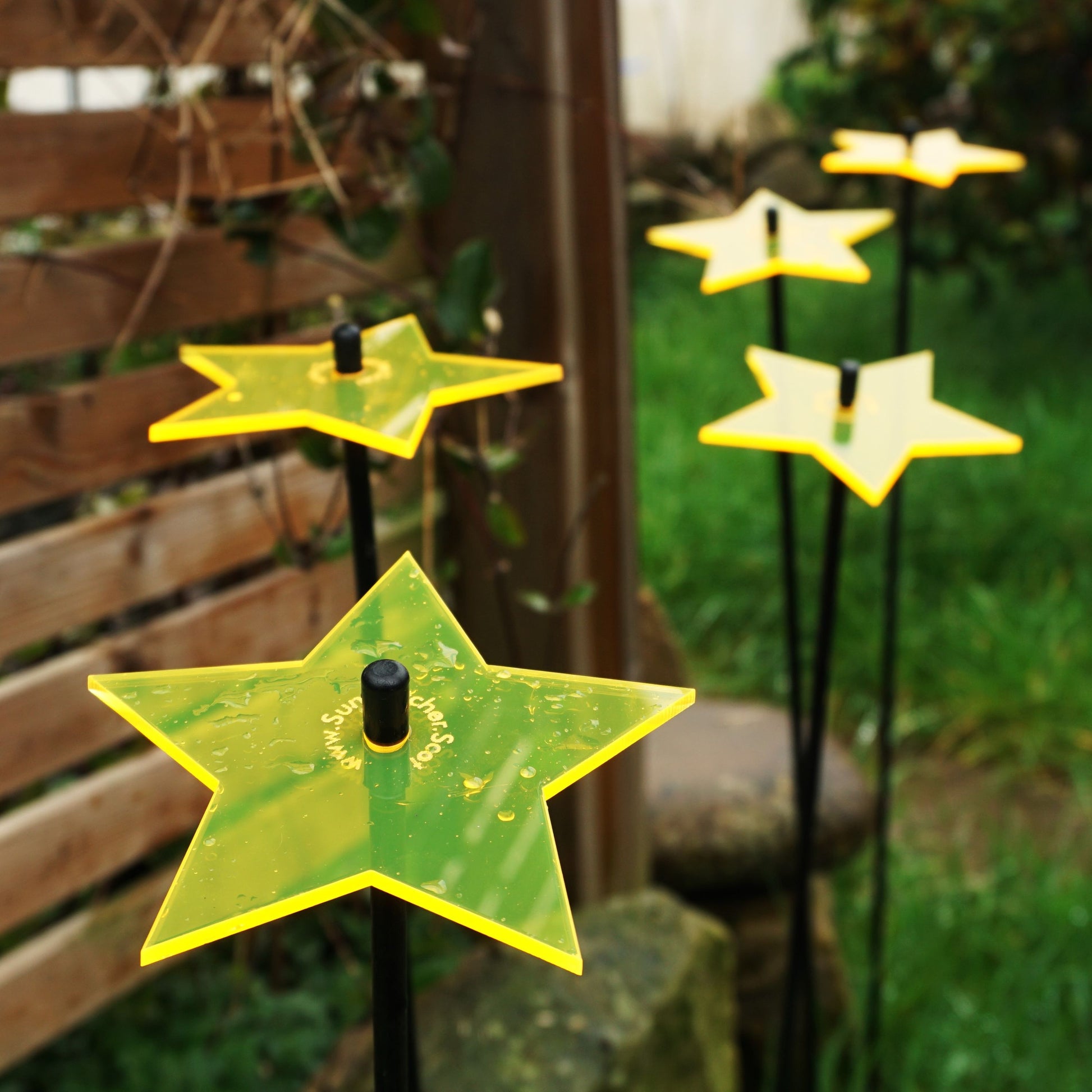 SunCatcher Set of 5: Stars| GLOW DAWN to DUSK| colourful garden ornament gift