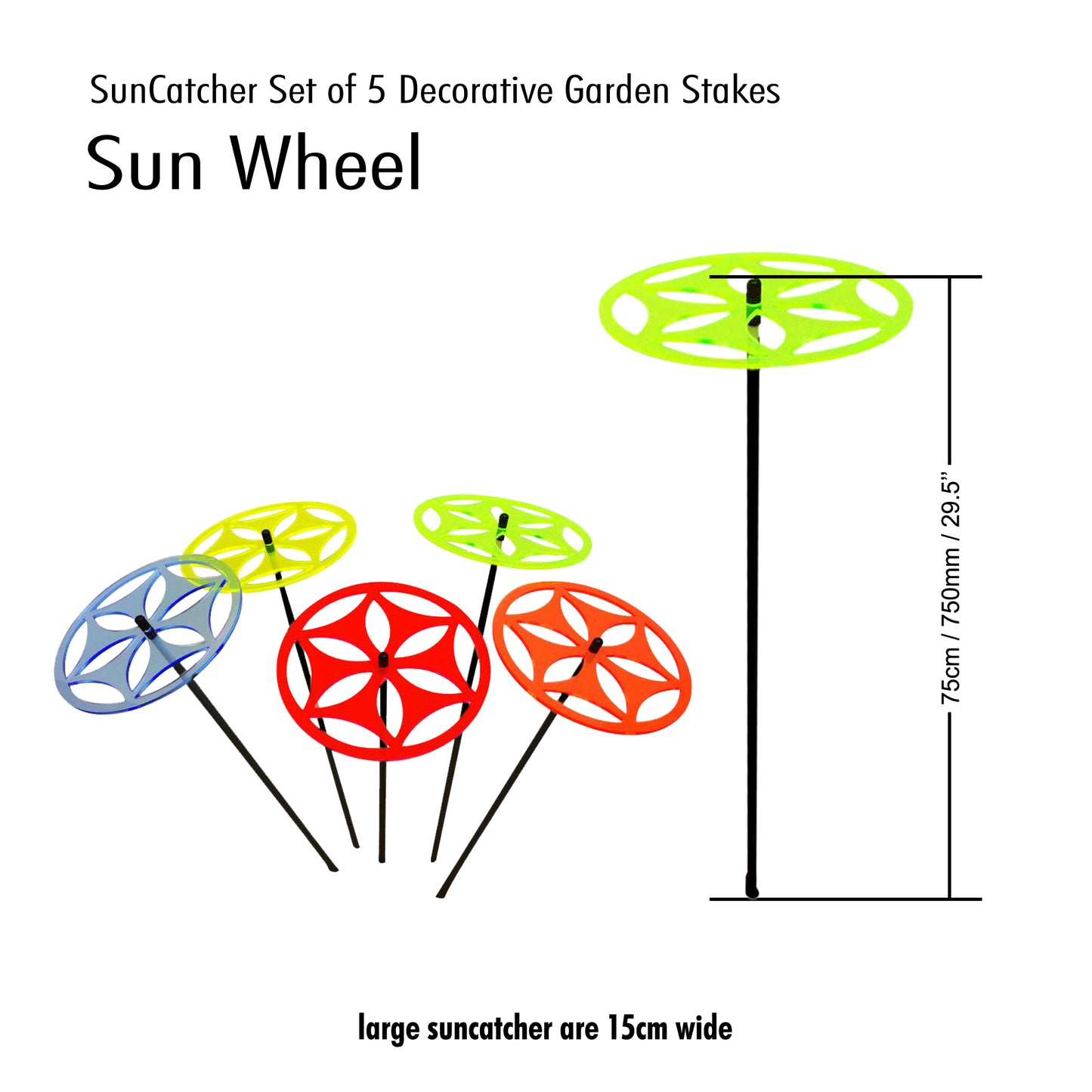 5x Large SunCatcher Sun Wheel garden stake decor ornament outdoor decoration pot