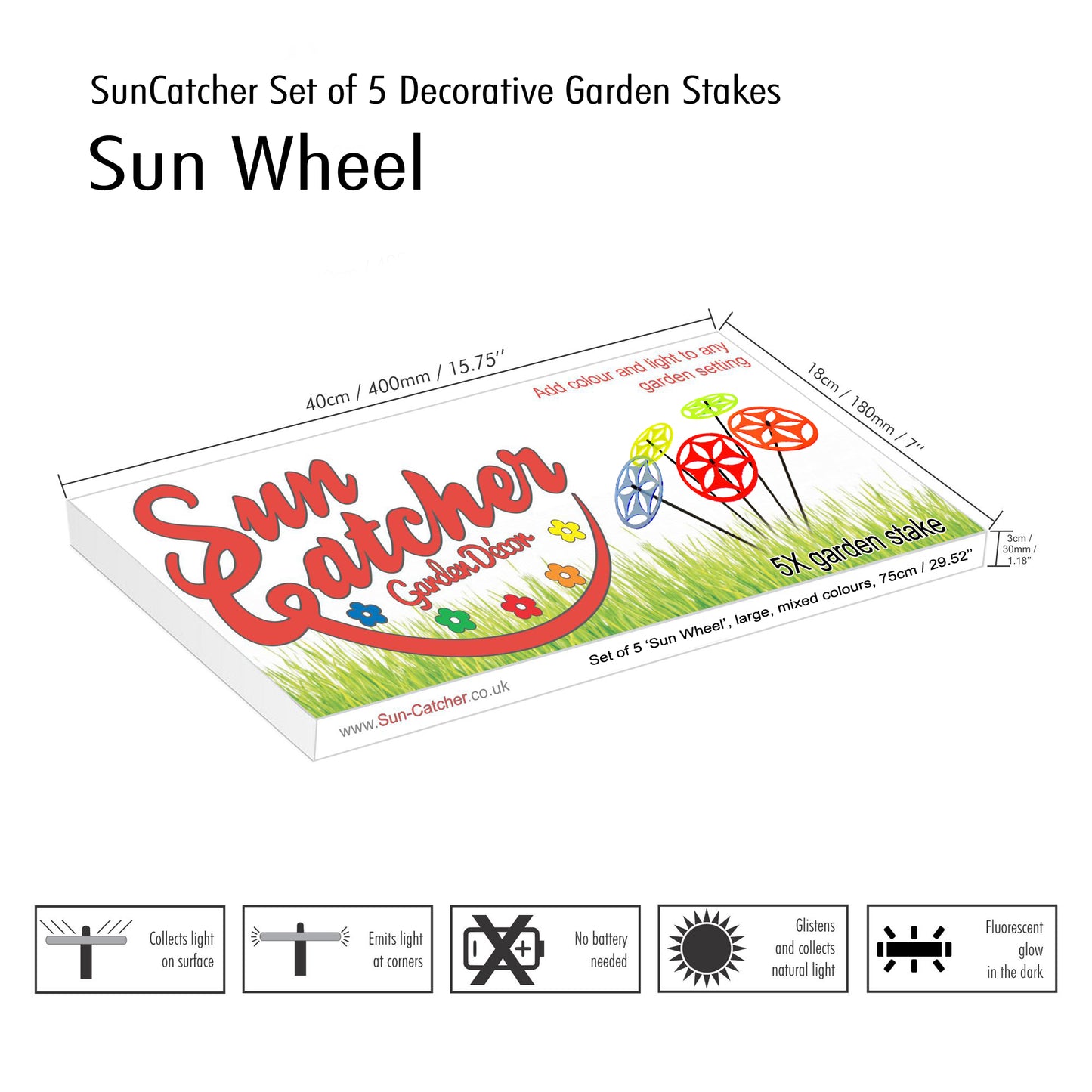 5x Large SunCatcher Sun Wheel garden stake decor ornament outdoor decoration pot