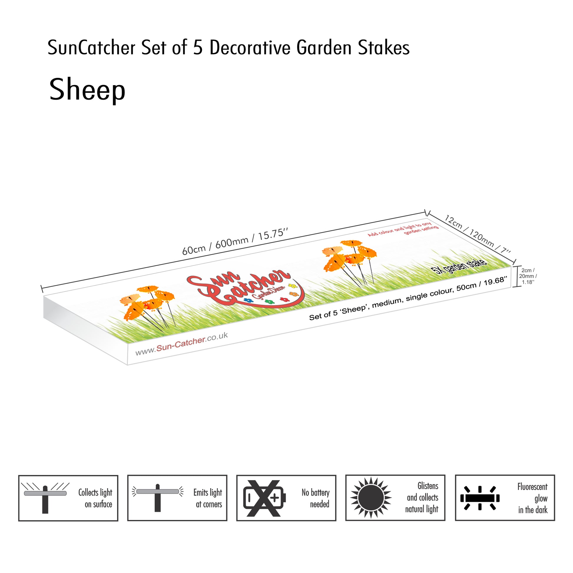 Medium SunCatcher Set of 5 Sheep in orange packaging