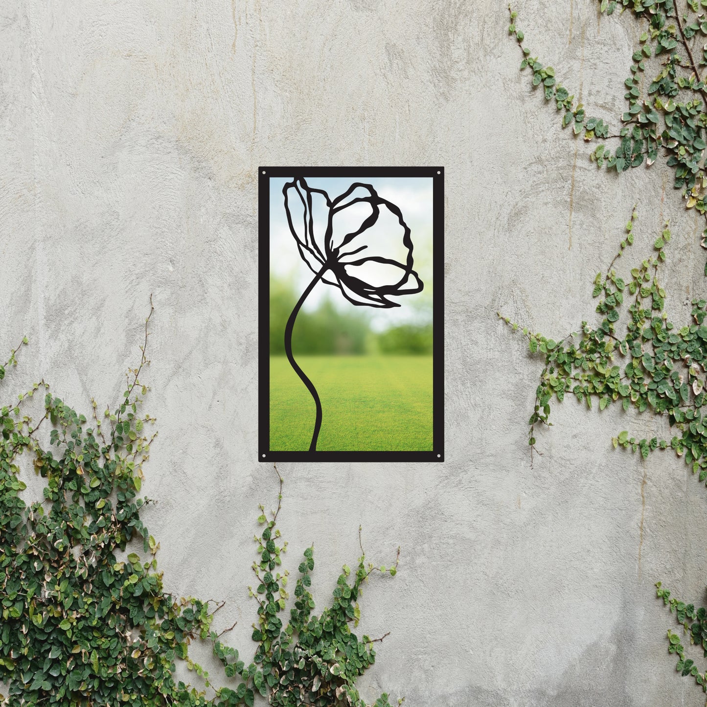 Poppy Flower, SunCatcher Garden Mirror Rectangular Design
