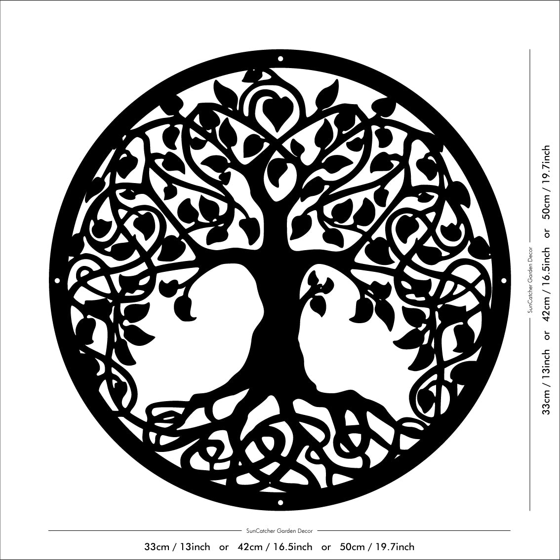 SunCatcher Garden Mirror Round Tree of Life Range of Sizes