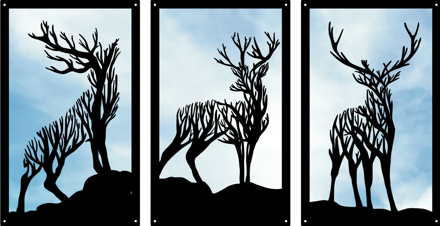 SunCatcher Garden Mirror Set 3 Stags