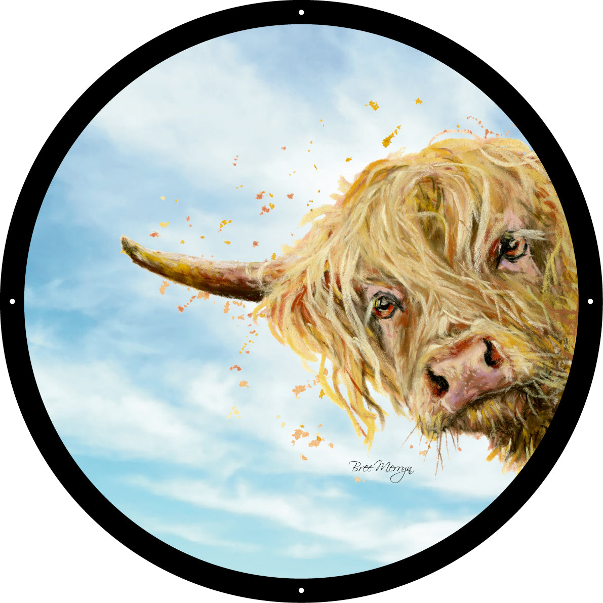 SunCatcher Garden Mirror Brody, Highland Cow Illustrations by Bree Merryn