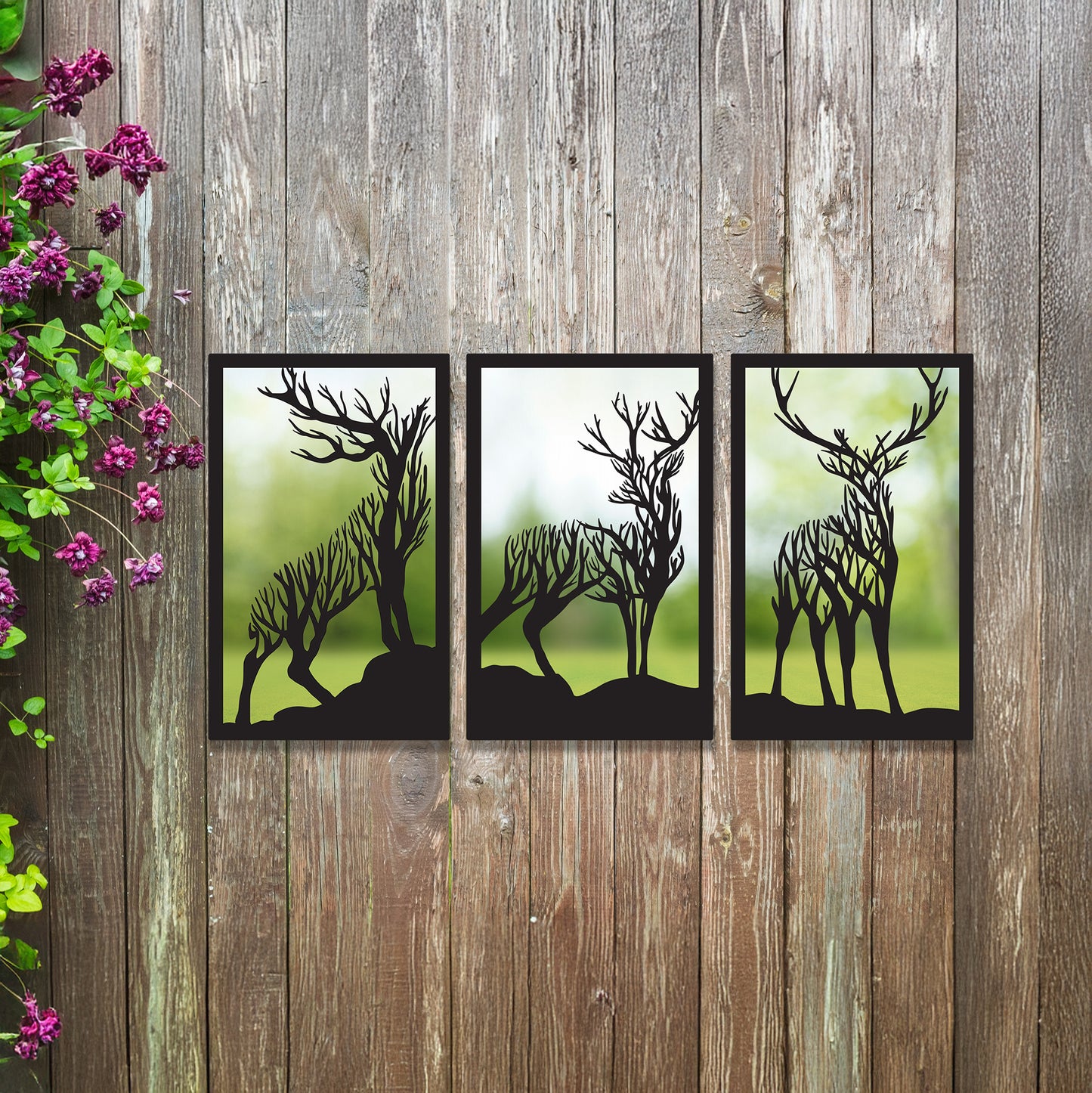SunCatcher Garden Mirror Set 3 Stags