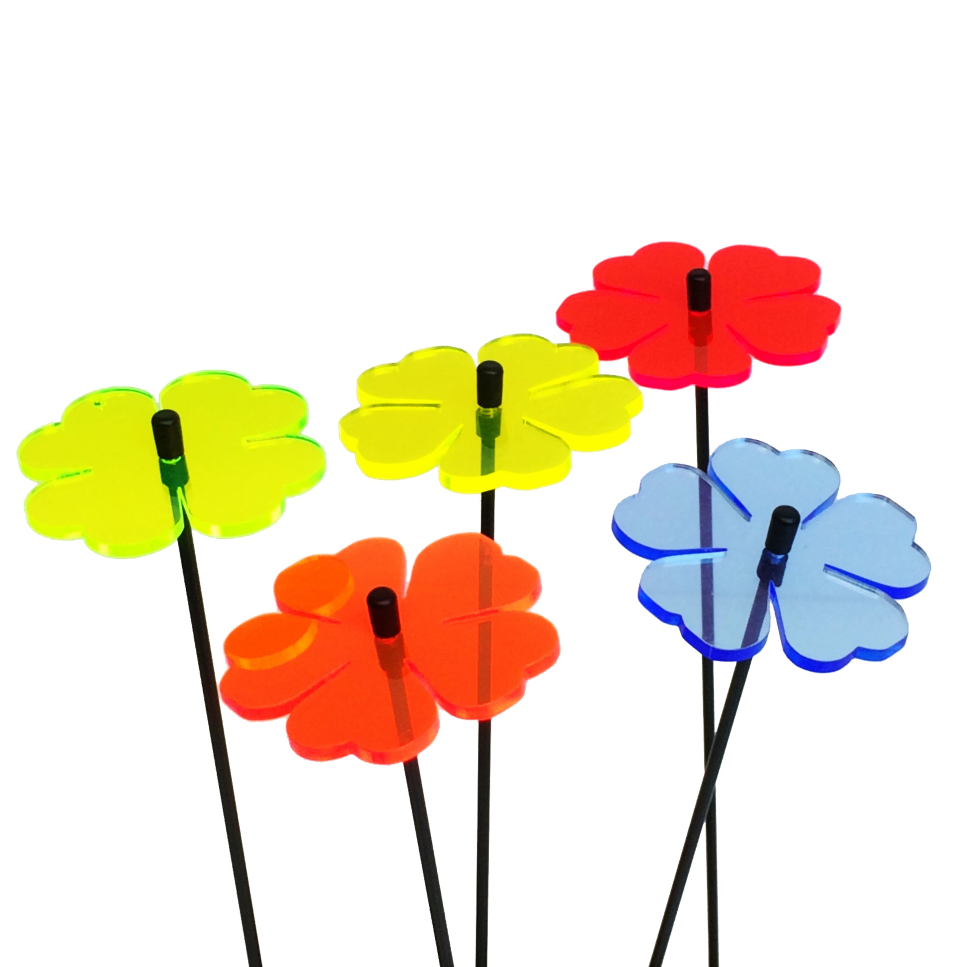 SunCatcher Set of 5: Double Blossom 25cm high Colourful Garden Stake Decoration