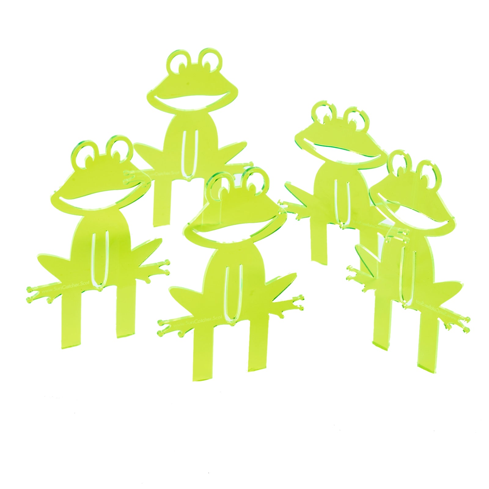 SunCatcher Set of 5 'Happy Frogs' fluorescent garden stake for pot and pond