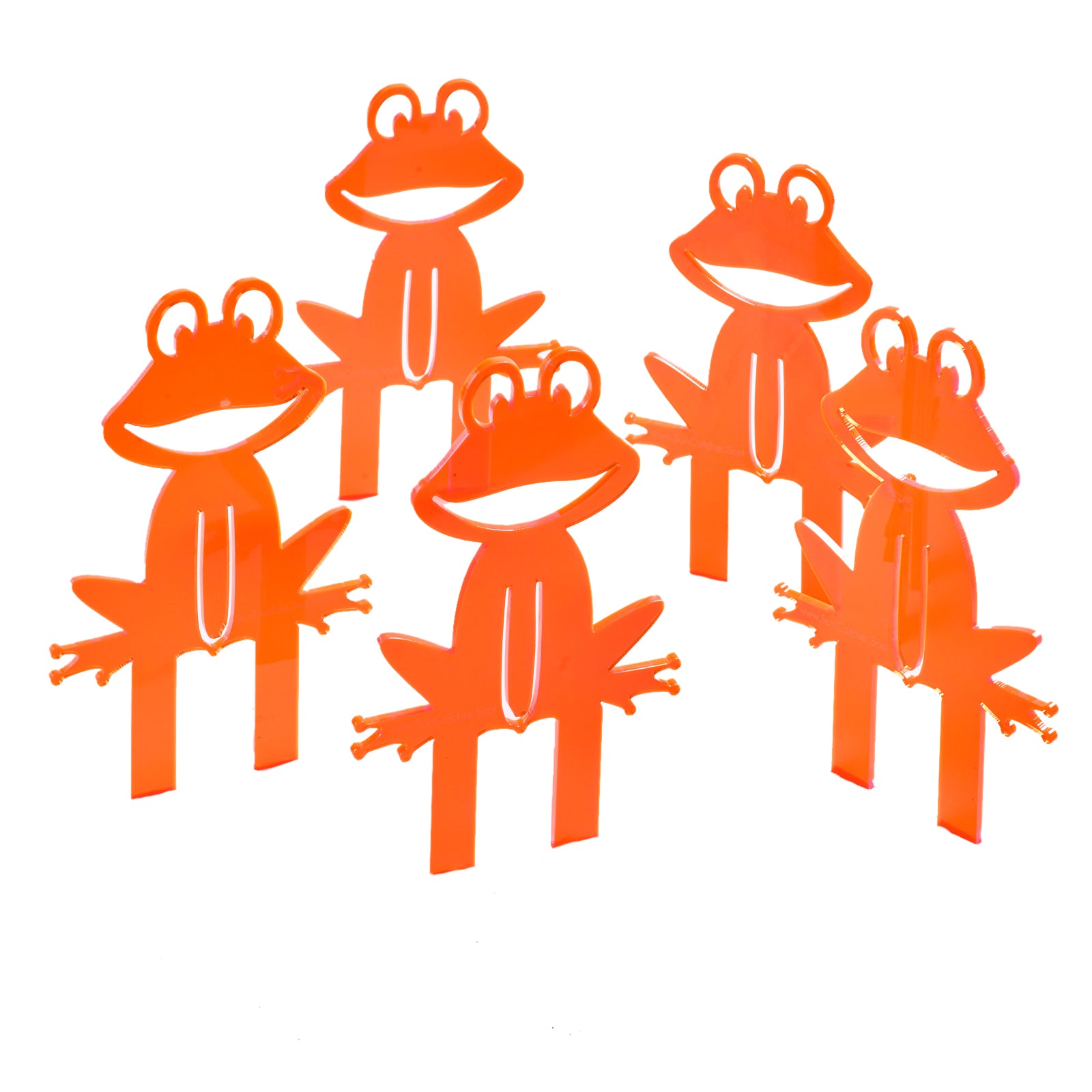 SunCatcher Set of 5 'Happy Frogs' fluorescent garden stake for pot and pond