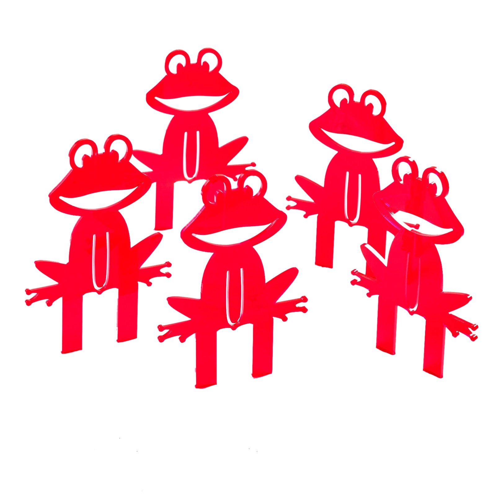 SunCatcher Set of 5 'Happy Frogs' fluorescent garden stake for pot and pond