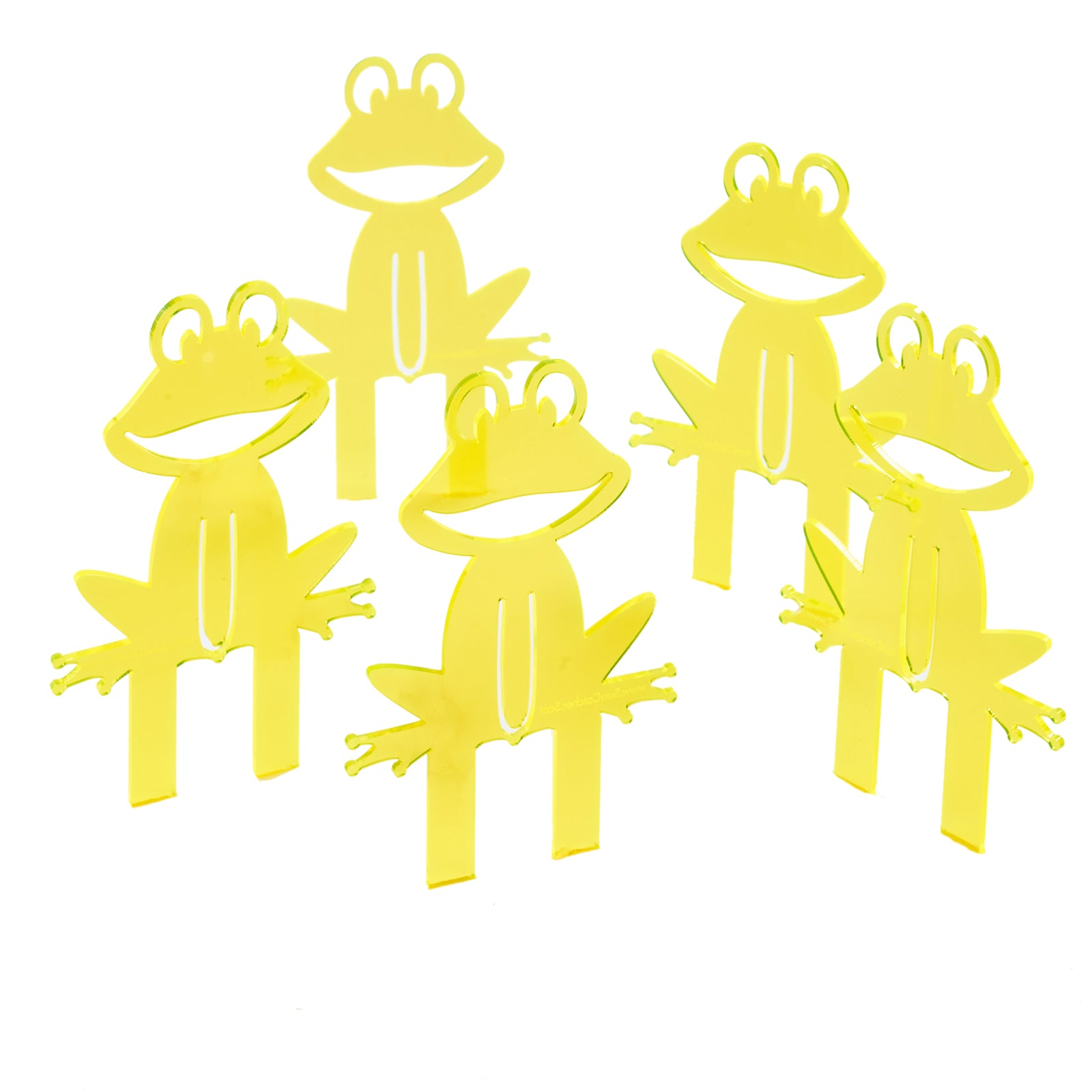 SunCatcher Set of 5 'Happy Frogs' fluorescent garden stake for pot and pond