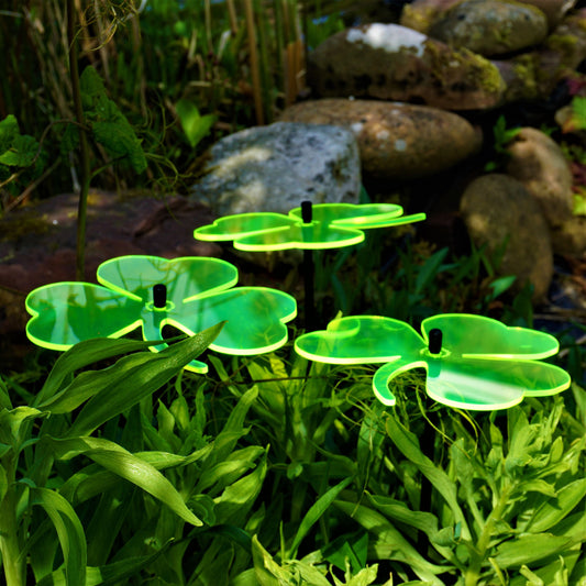 SunCatcher Set of 3 Shamrock GLOWS DAWN TO DUSK colourful Lucky Garden Ornament