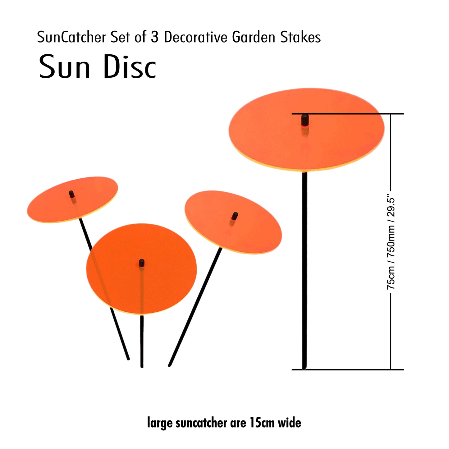 Garden Stake Ornament Sun Disc 3x Large Decorative Outdoor Solar Decor Accessory