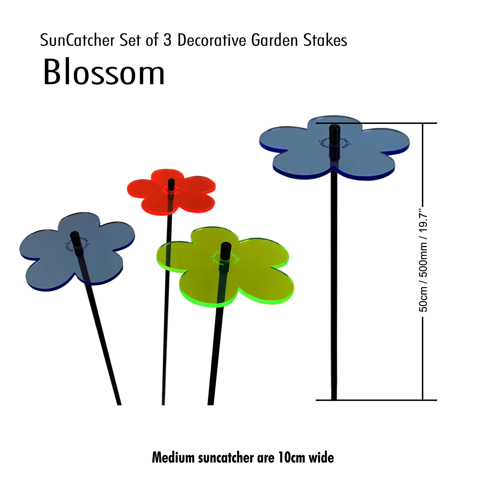 Medium SunCatcher Garden Decor Ornament Set of 3 Blossom in mixed colours size