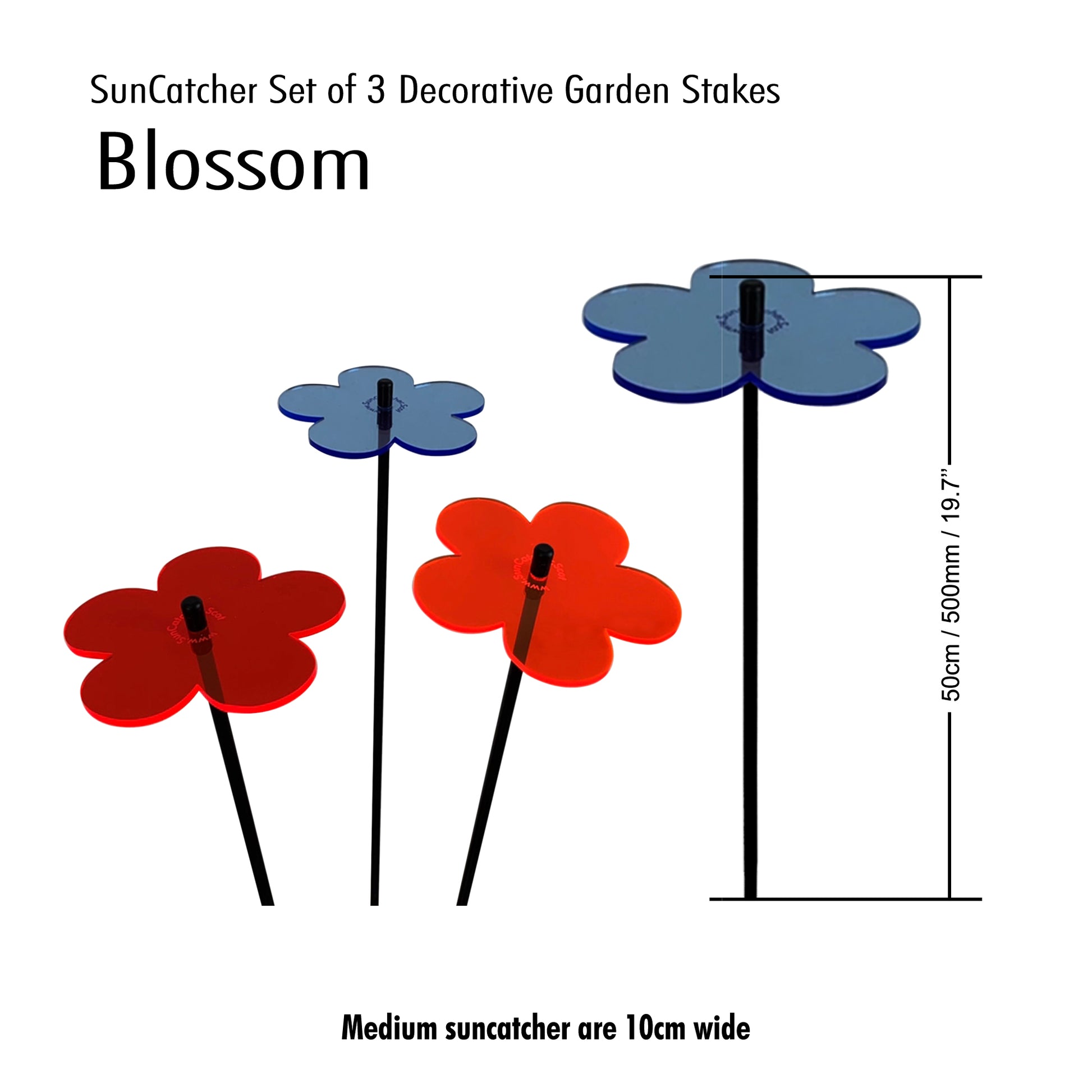 Medium SunCatcher Garden Decor Ornament Set of 3 Blossom in mixed colours size