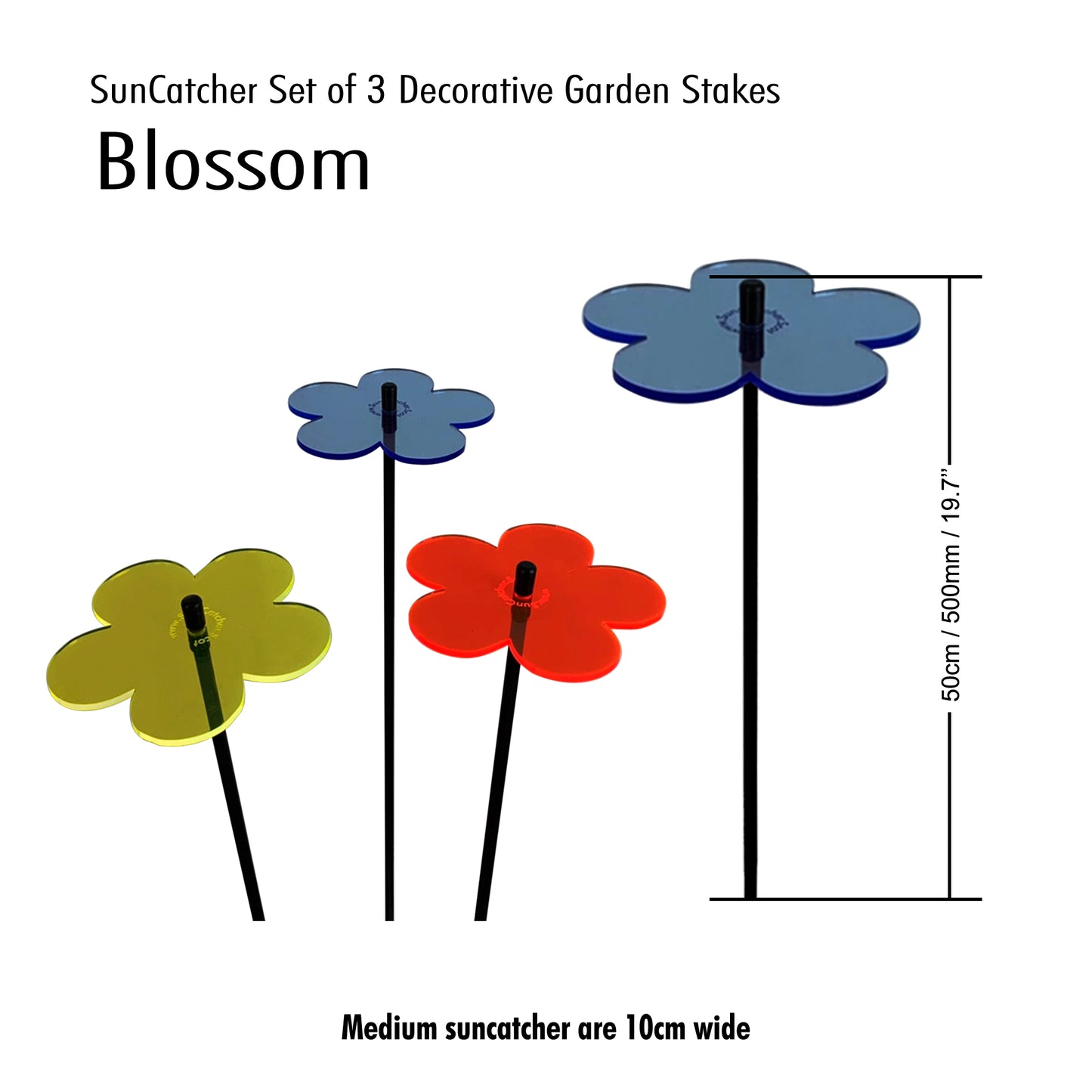 Medium SunCatcher Garden Decor Ornament Set of 3 Blossom in mixed colours size