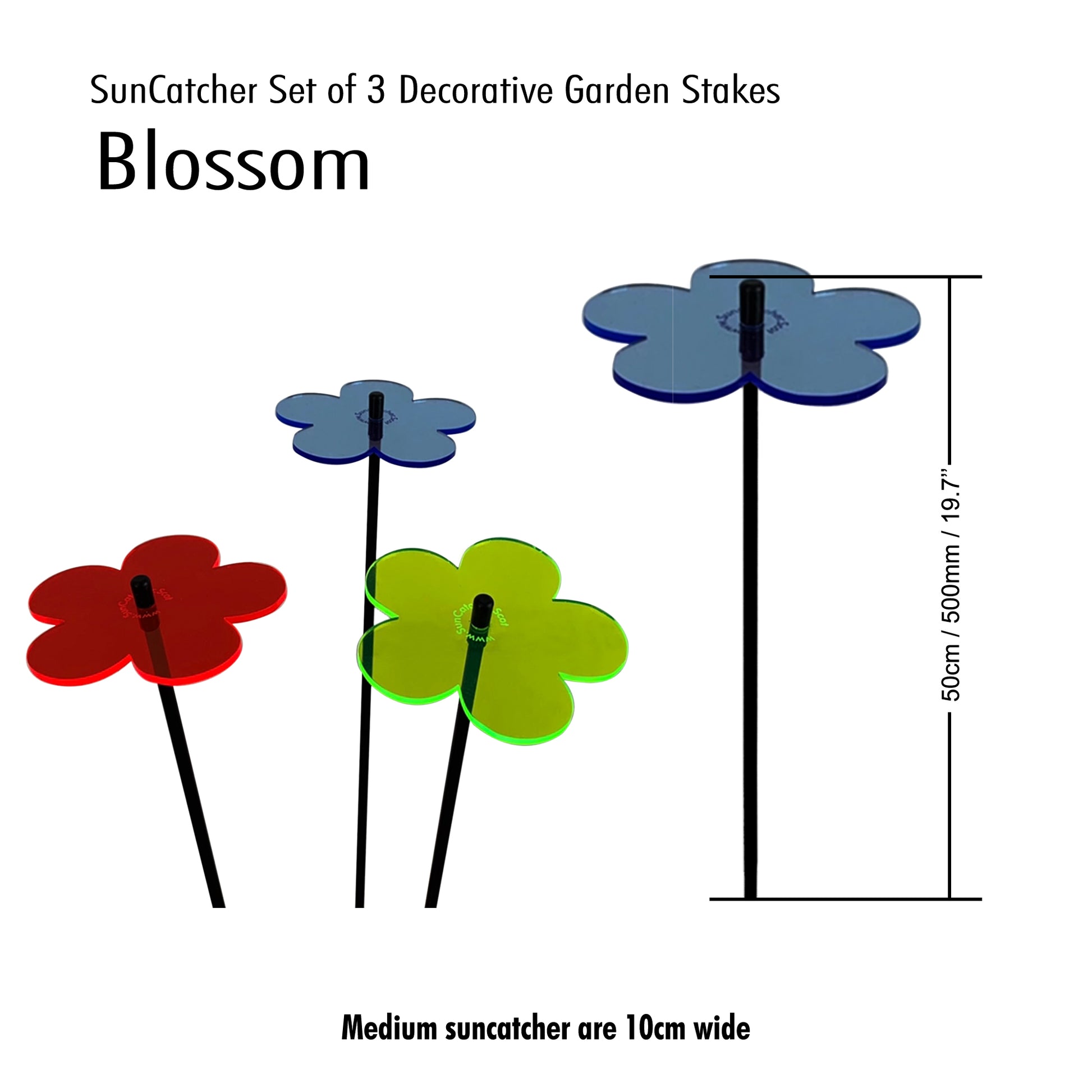 Medium SunCatcher Garden Decor Ornament Set of 3 Blossom in mixed colours size