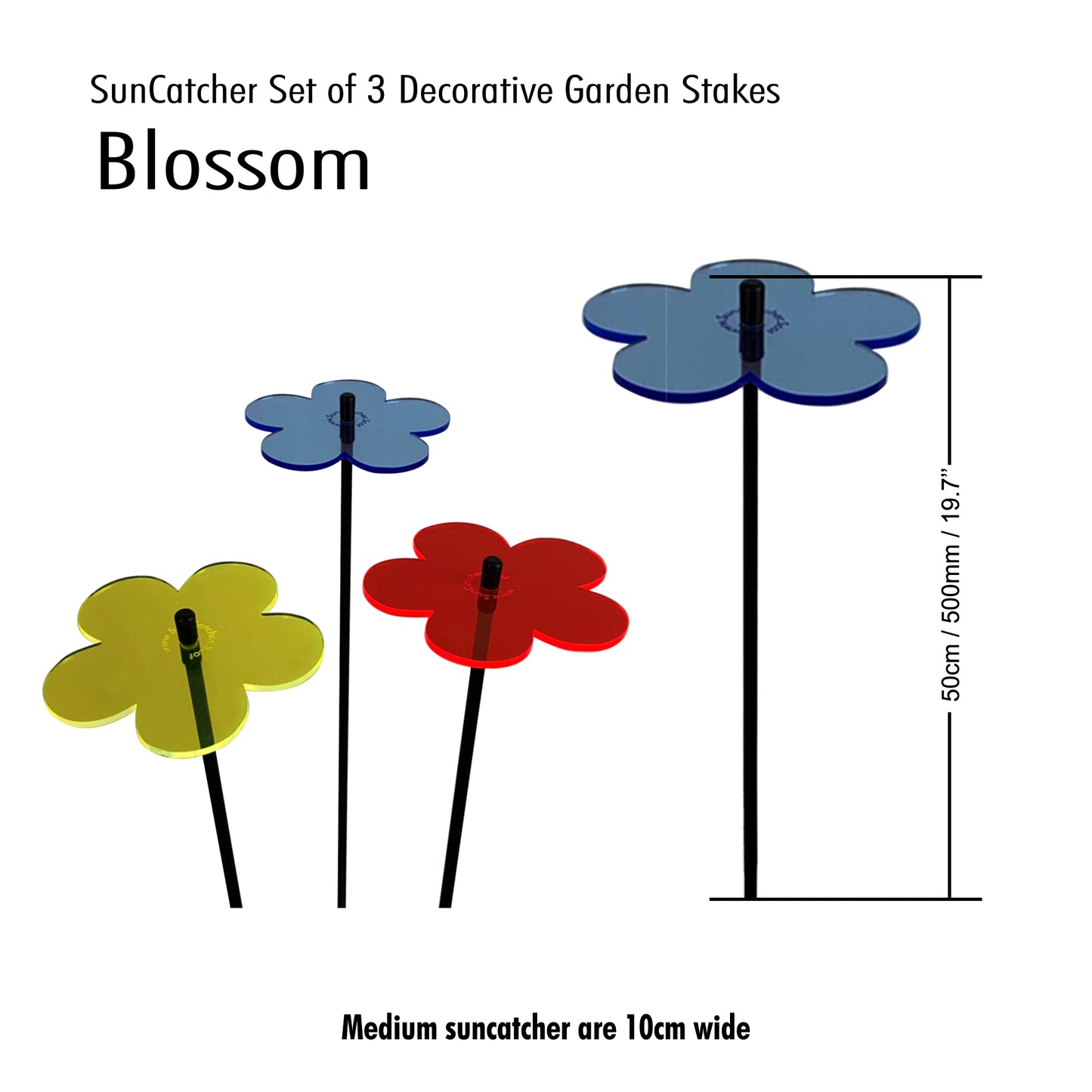 Medium SunCatcher Garden Decor Ornament Set of 3 Blossom in mixed colours size