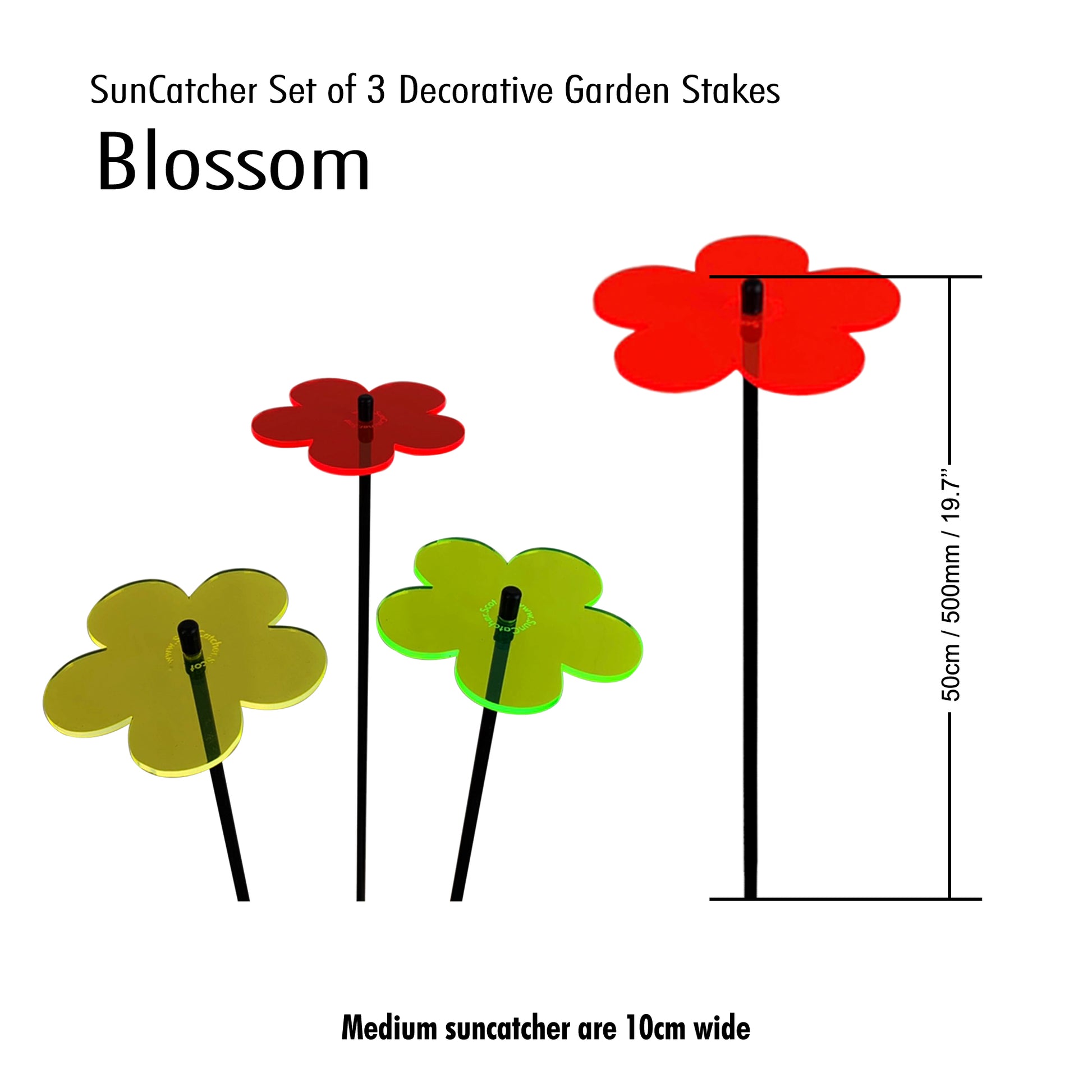 Medium SunCatcher Garden Decor Ornament Set of 3 Blossom in mixed colours size