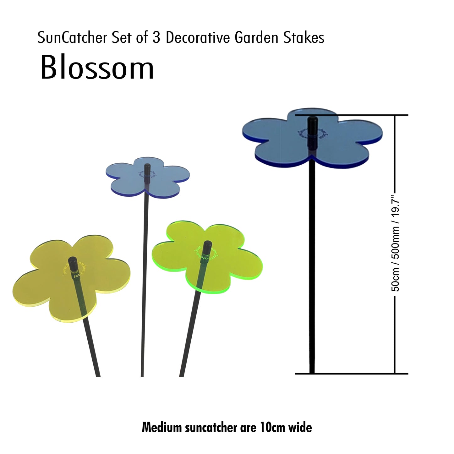 Medium SunCatcher Garden Decor Ornament Set of 3 Blossom in mixed colours size