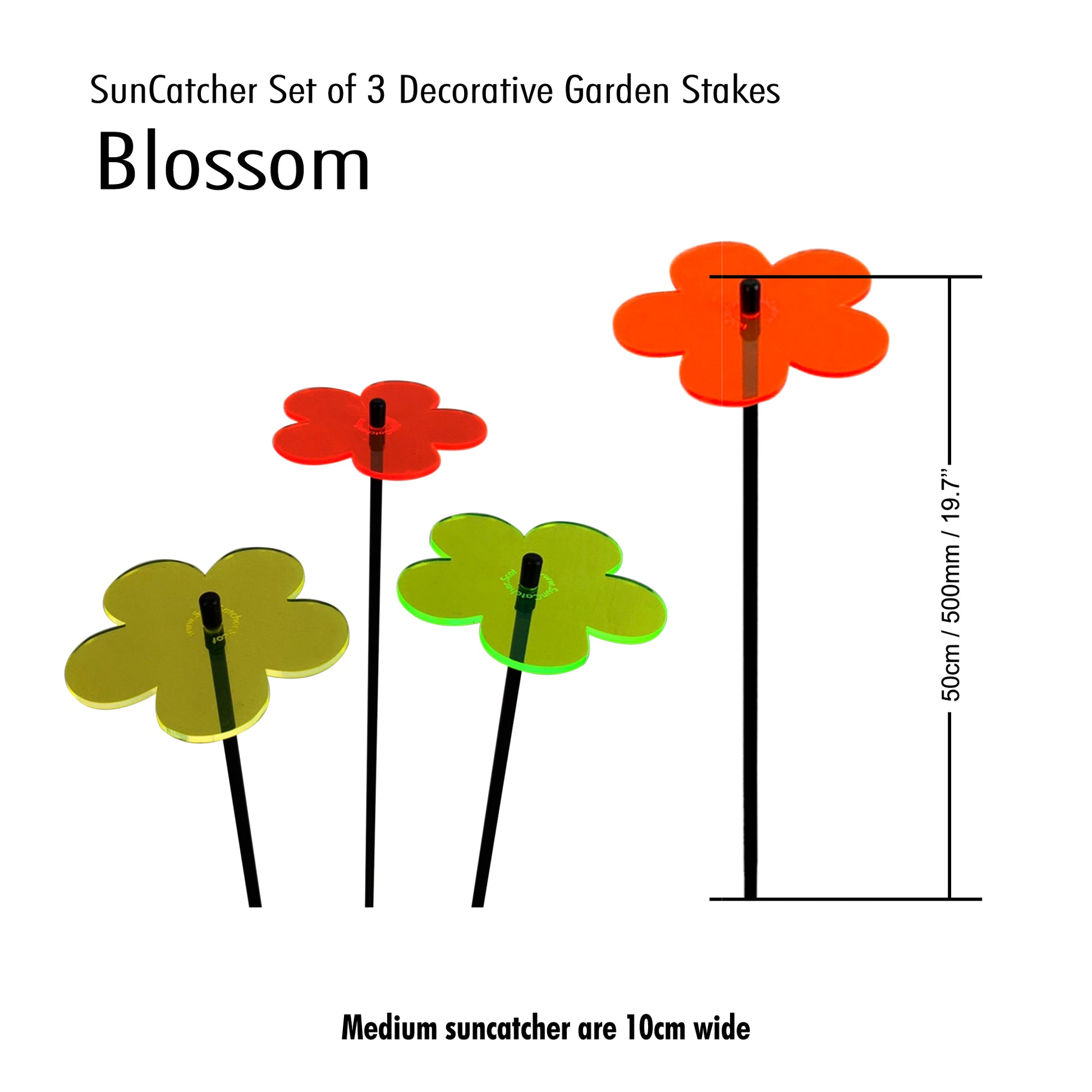 Medium SunCatcher Garden Decor Ornament Set of 3 Blossom in mixed colours size