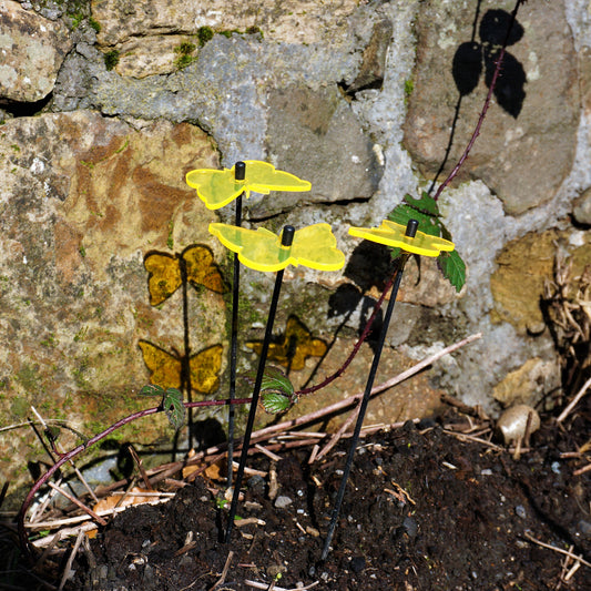 SunCatcher 3 x Butterfly GLOWING FROM DAWN TO DUSK colourful garden ornament