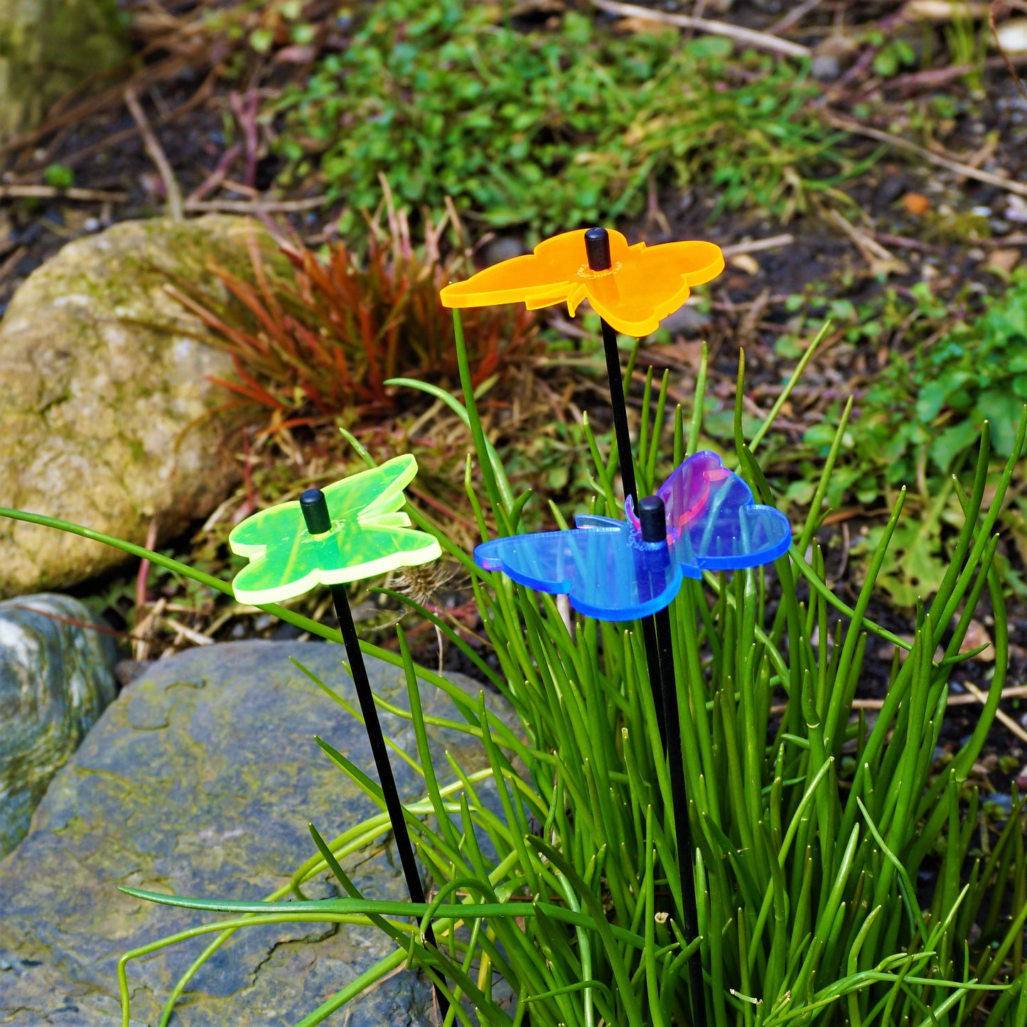 SunCatcher 3 x Butterfly GLOWING FROM DAWN TO DUSK colourful garden ornament