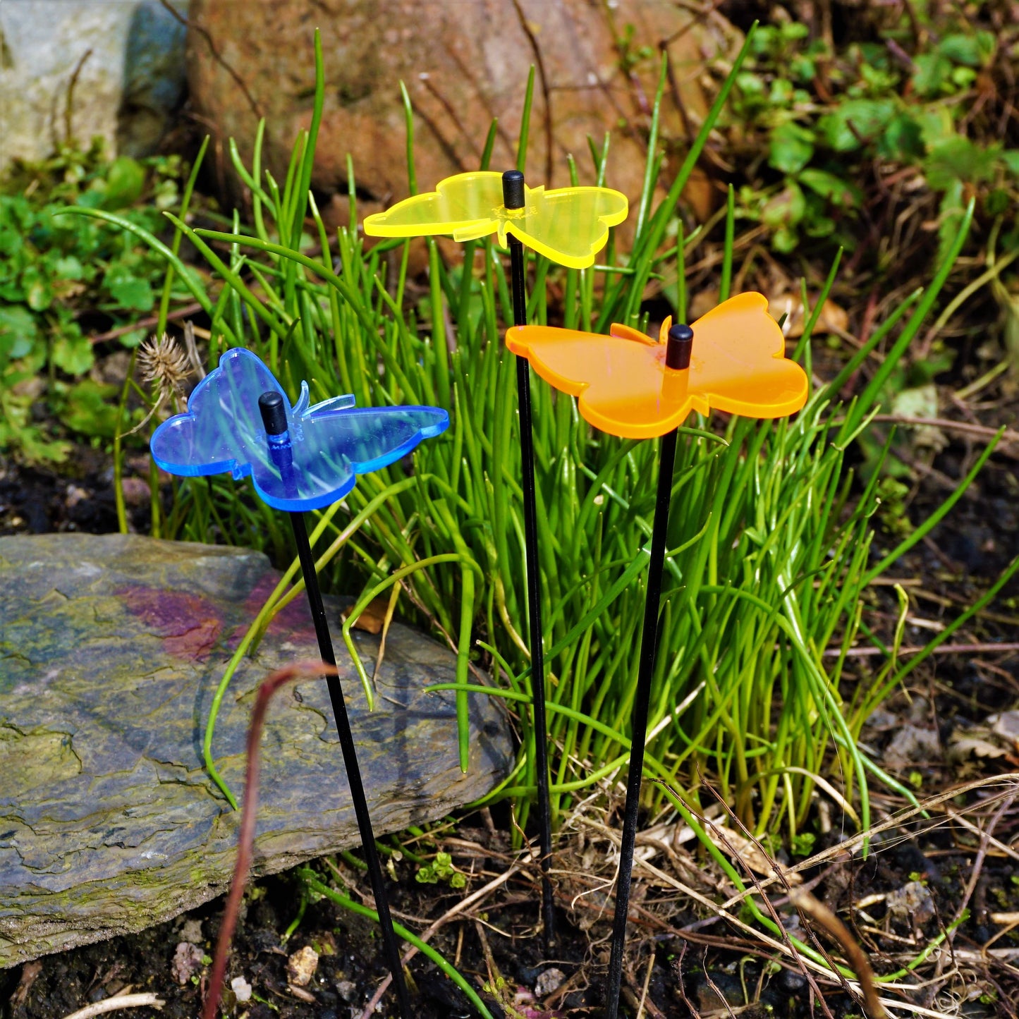 SunCatcher 3 x Butterfly GLOWING FROM DAWN TO DUSK colourful garden ornament