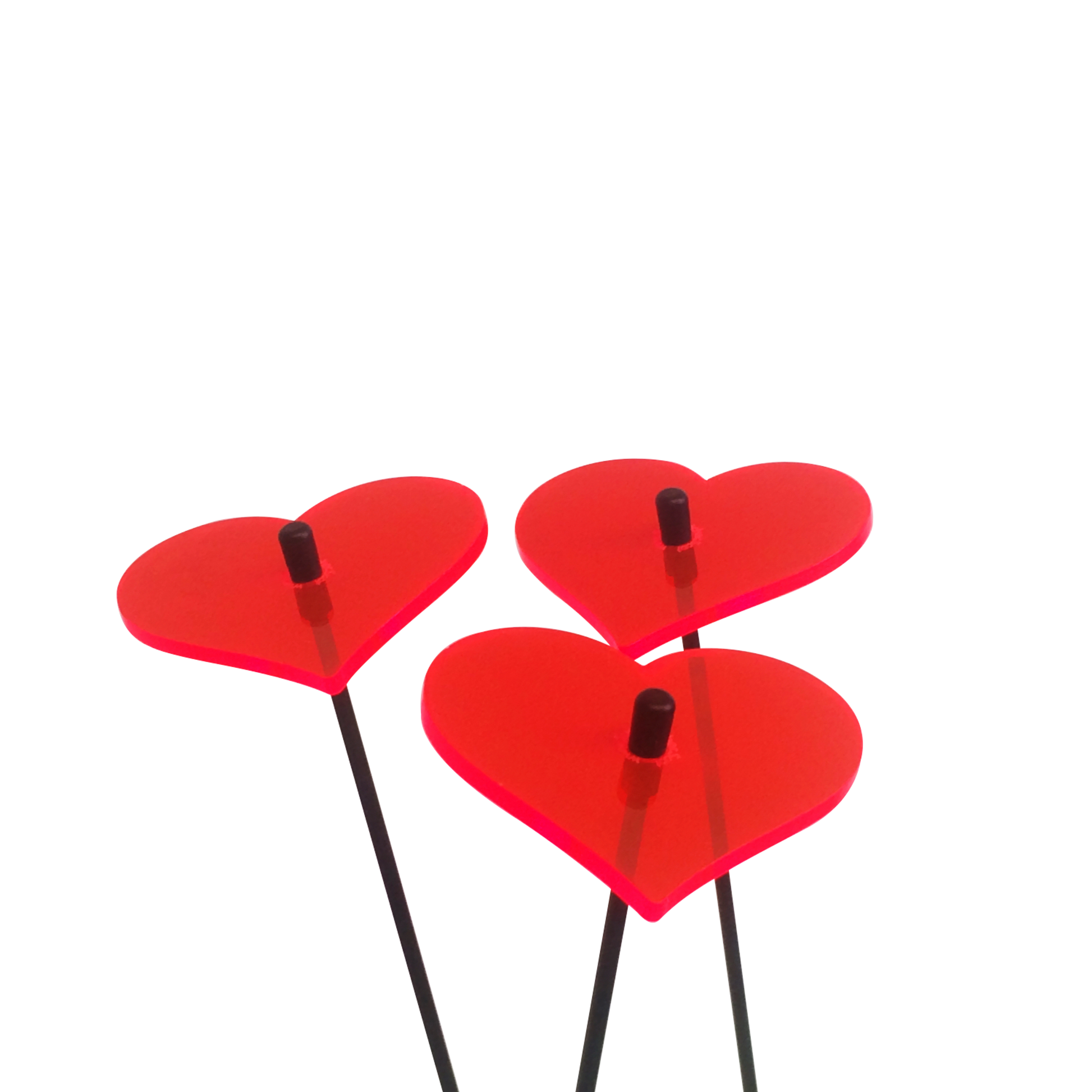 SunCatcher Set of 3: Heart glowing garden decor fluorescent love decor valentine