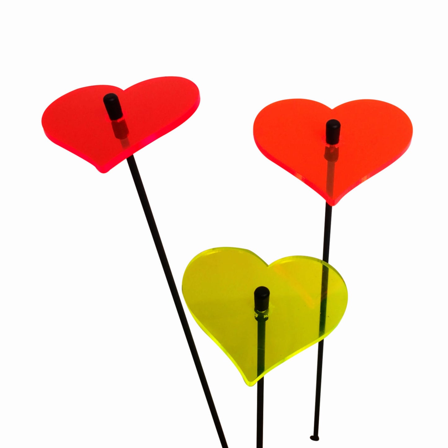 SunCatcher Set of 3: Heart glowing garden decor fluorescent love decor valentine