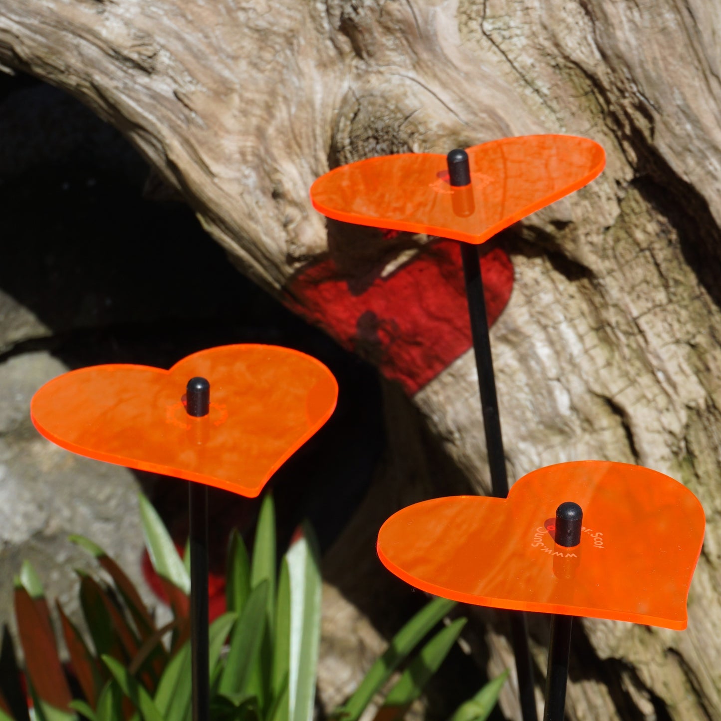 SunCatcher Set of 3 Heart Vibrant Glowing Garden Ornament Love Wedding Colour