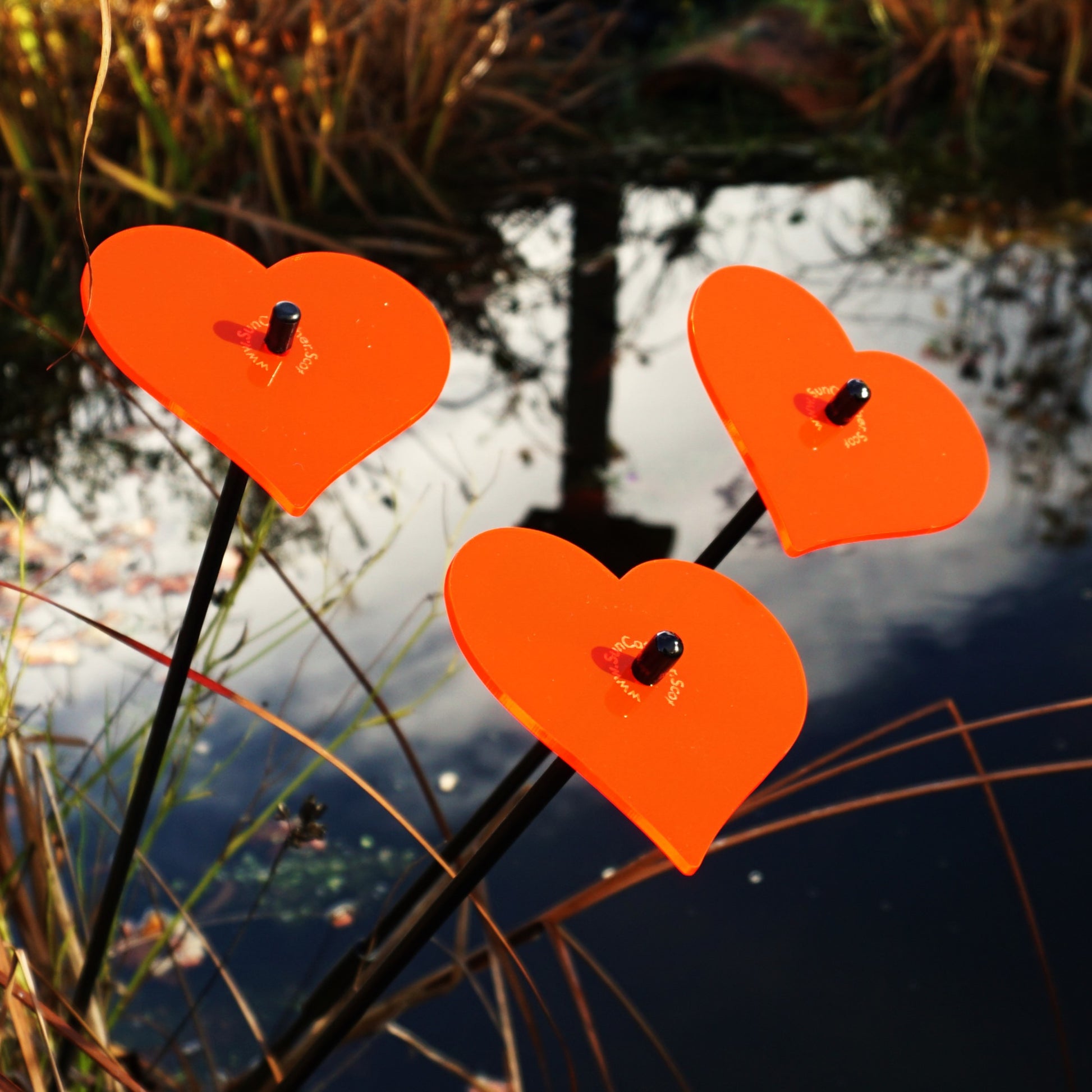 SunCatcher Set of 3 Heart Vibrant Glowing Garden Ornament Love Wedding Colour