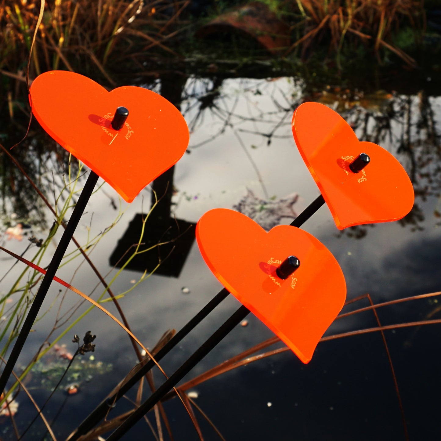 SunCatcher Set of 3 Heart Vibrant Glowing Garden Ornament Love Wedding Colour