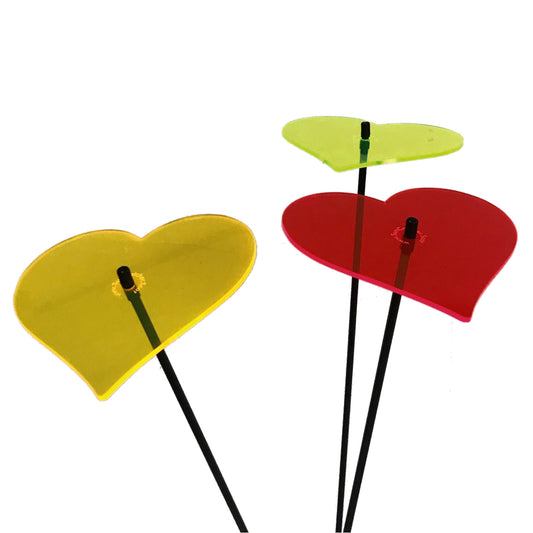 Large SunCatcher Garden Decor Ornament Set of 3 Hearts in red/yellow/green
