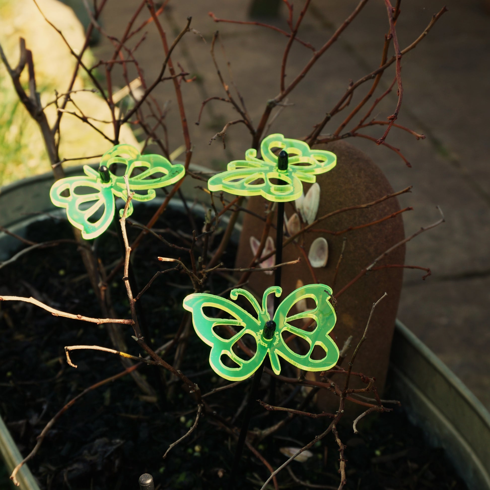 SunCatcher Glow from Dawn to Dusk Butterfly Garden Ornament 3 Small Decorations