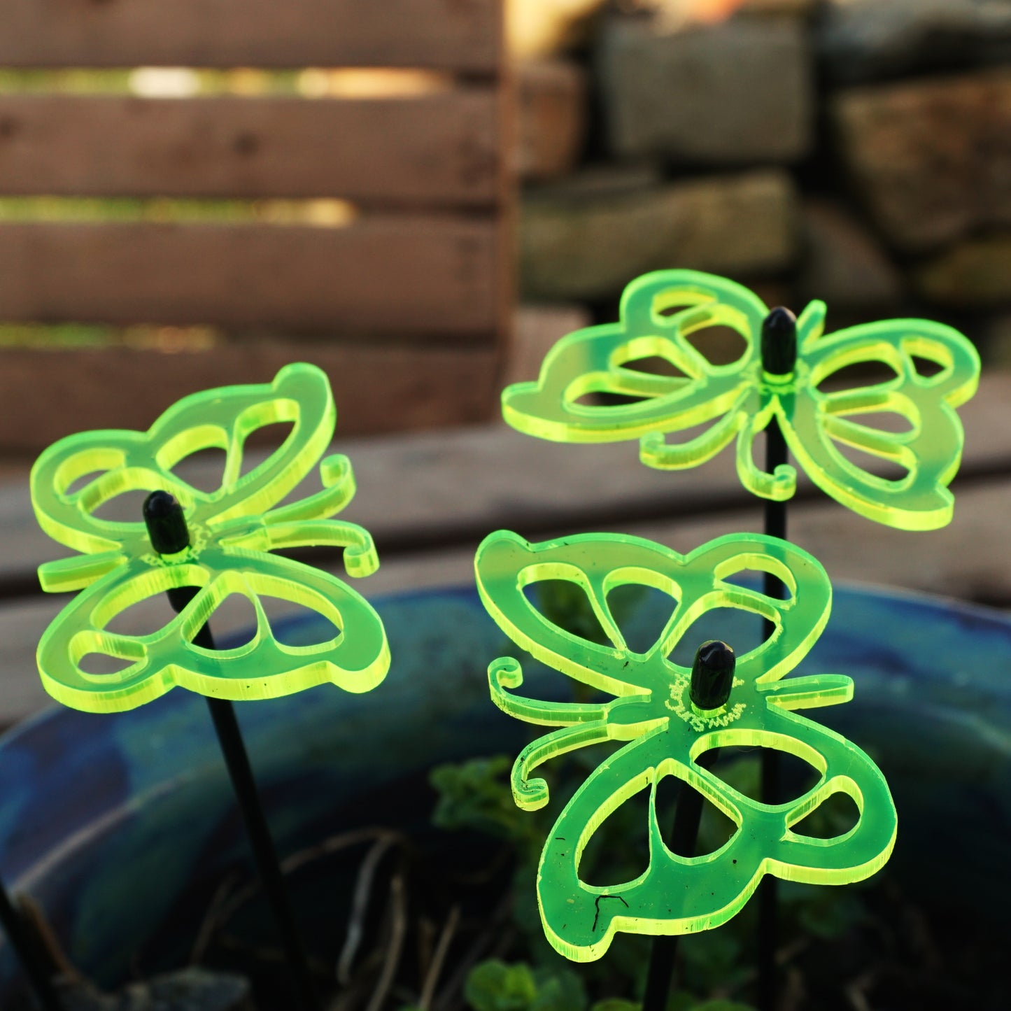 SunCatcher Glow from Dawn to Dusk Butterfly Garden Ornament 3 Small Decorations